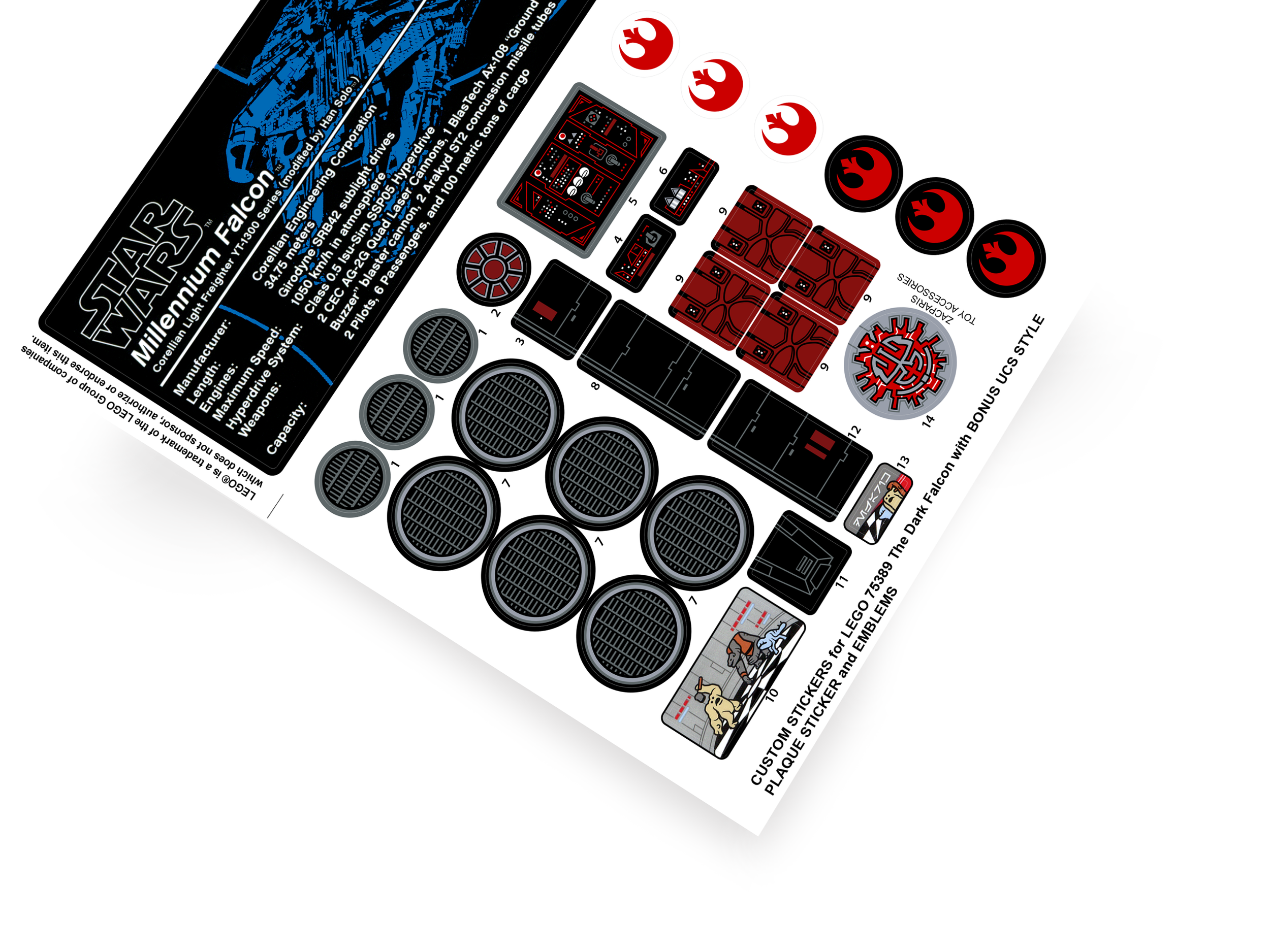 Lego 75389 The Dark Falcon stickers