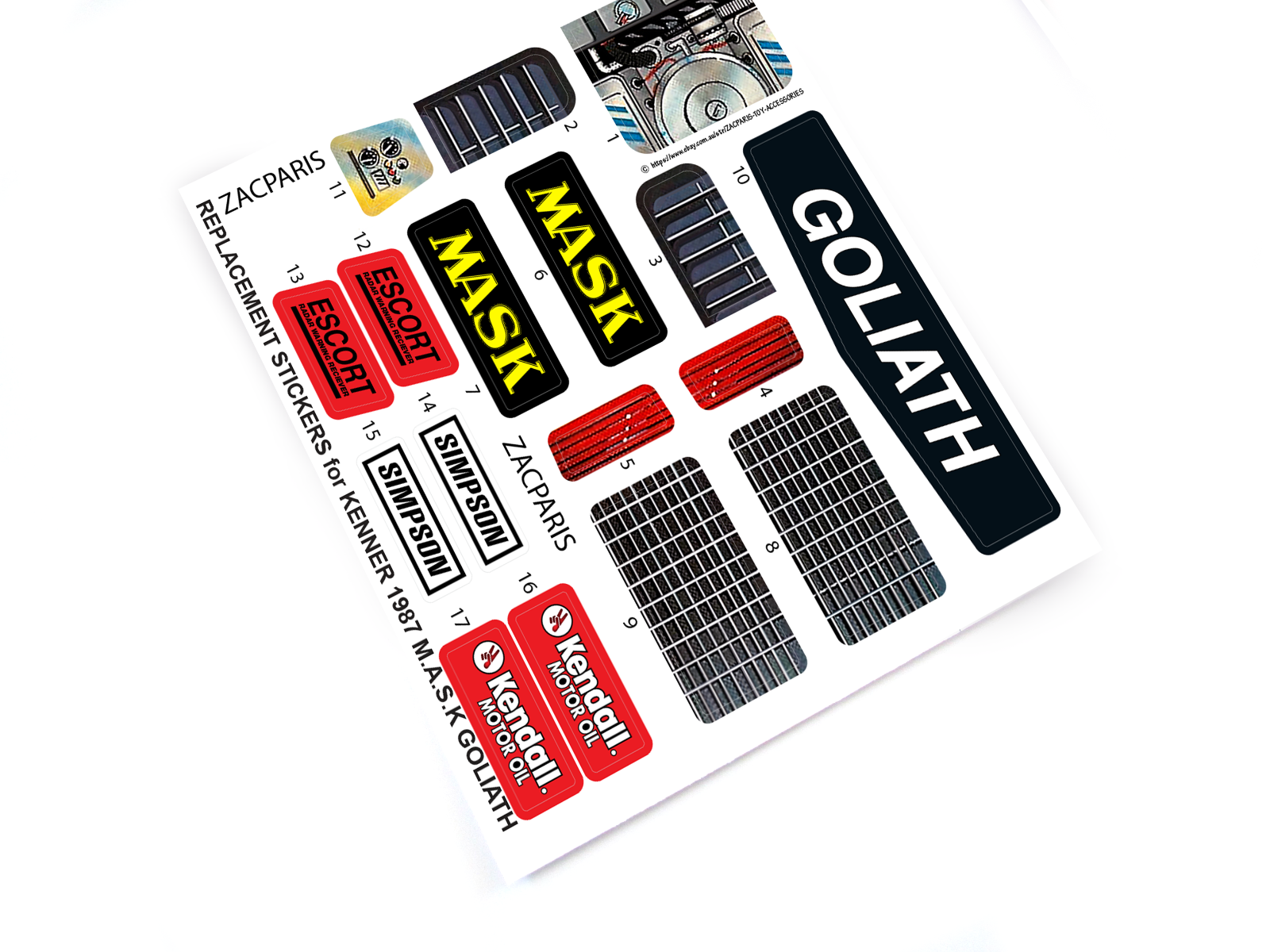 Kenner 1987 M.A.S.K Goliath stickers