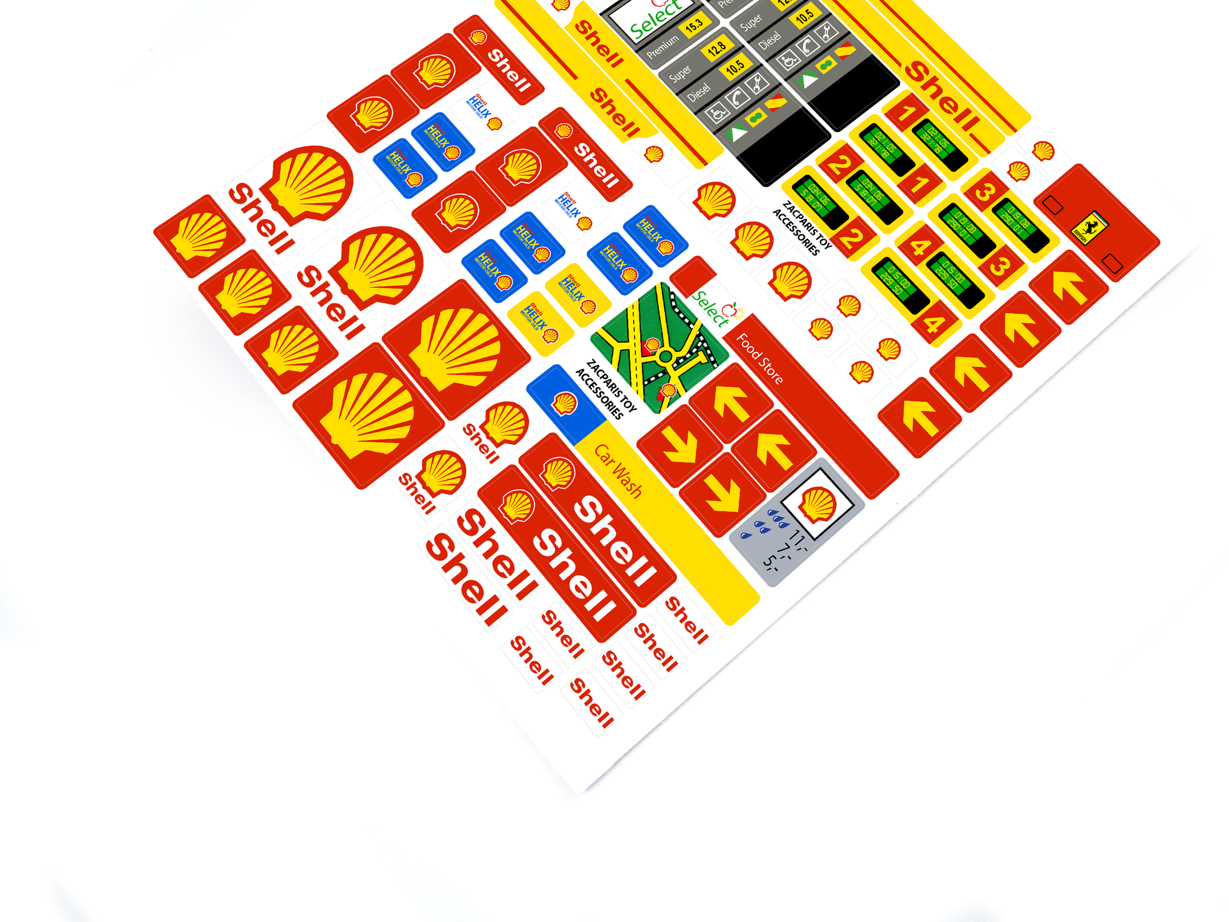 Lego 1255 1256 SHELL gasoline petrol station stickers