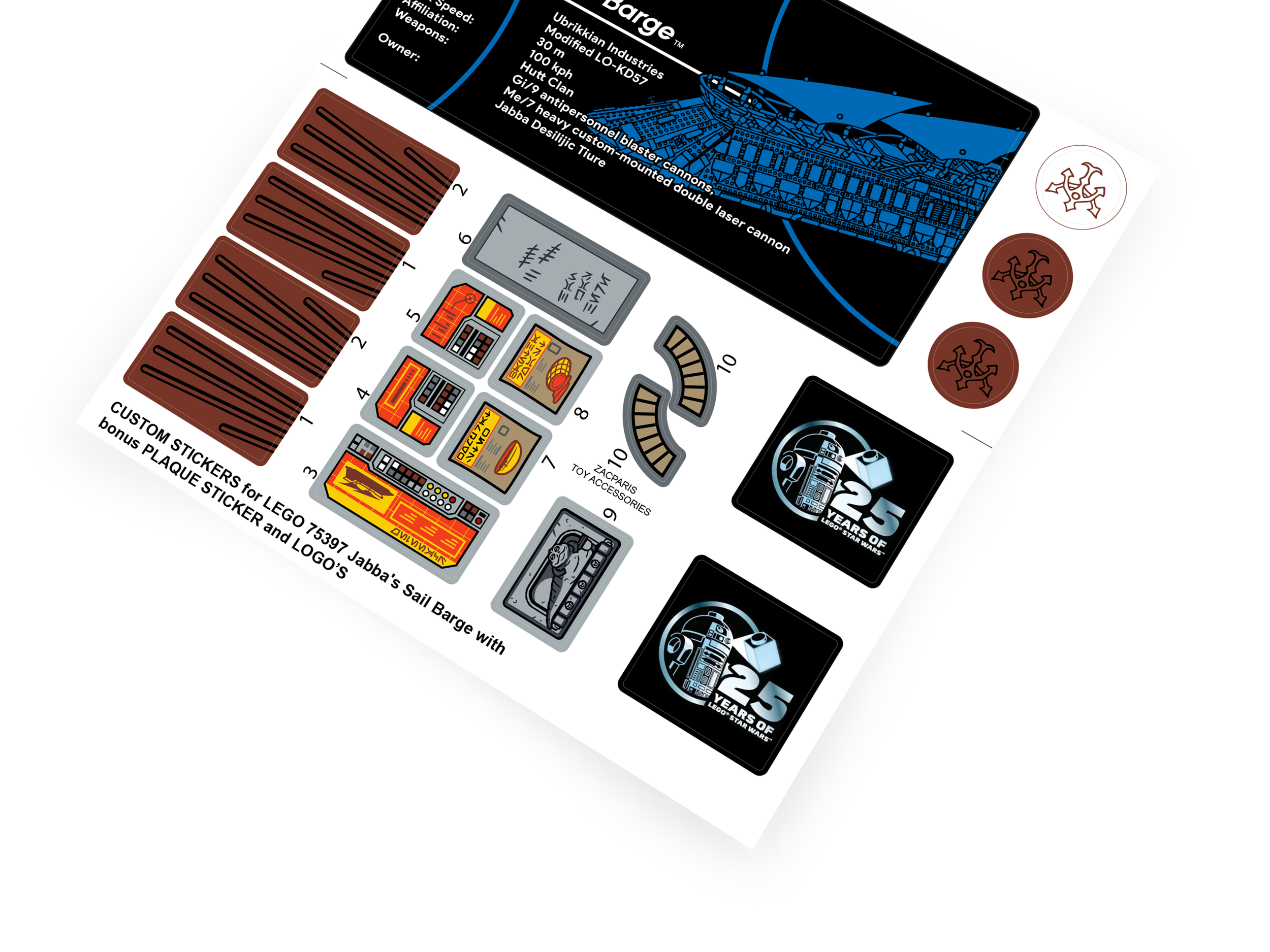 Lego 75397 Jabba's Sail Barge stickers