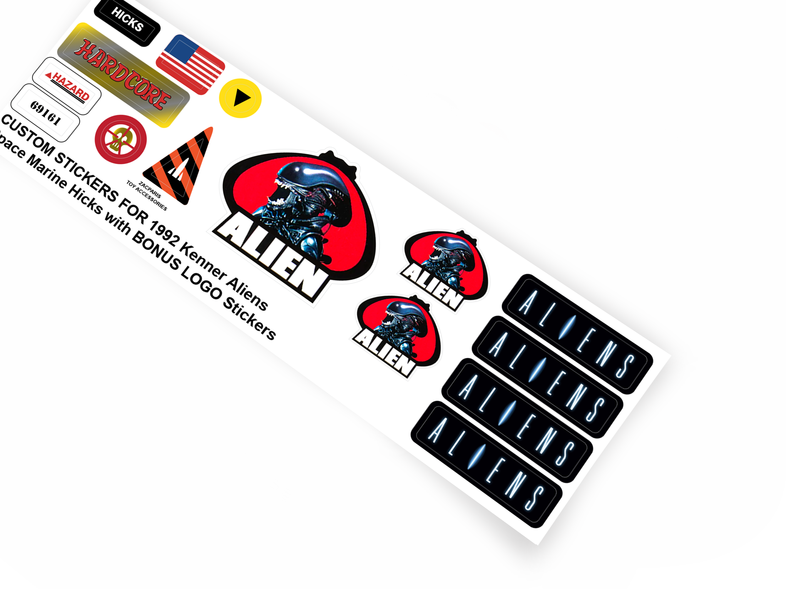 Kenner Aliens 1992 Corp. Hicks Space Marine stickers