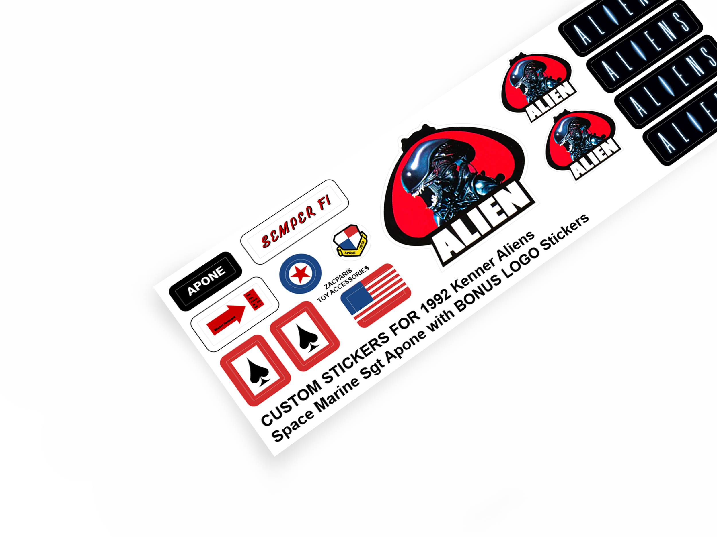 Kenner Aliens 1992 Sargent Sgt. Apone Space Marine stickers