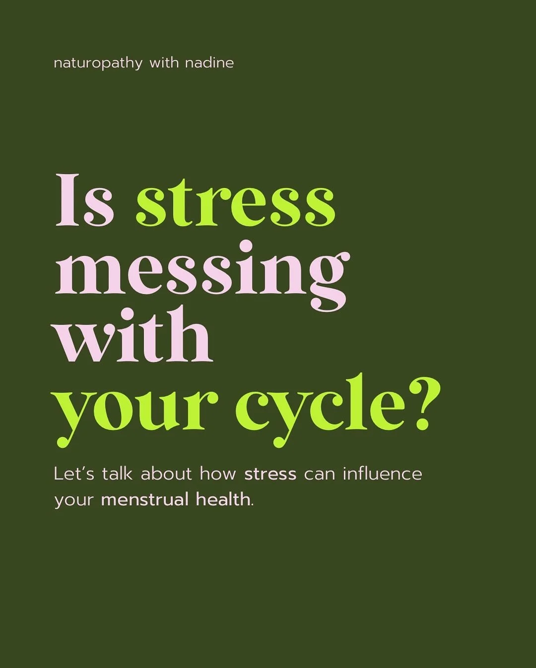 Your menstrual cycle is like a monthly report card - offering insights into how your whole body is functioning. 

And one of the biggest influences on hormonal rhythm? Stress.

When you&rsquo;re under stress, your body produces cortisol - your primar