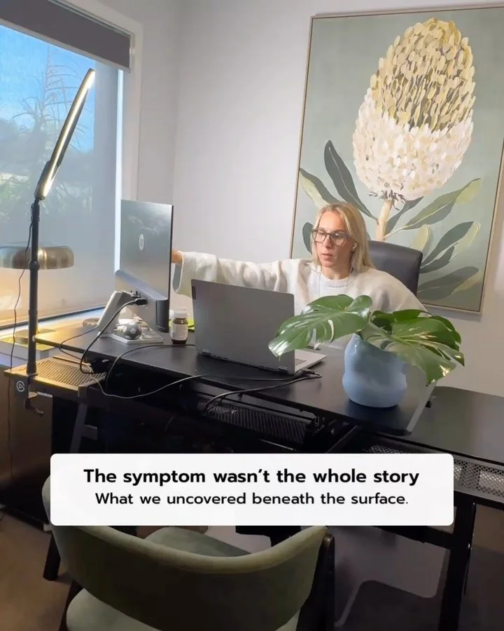 Imagine if we had only focused on the symptom.

Bloating. Migraines. Low mood. Chronic pain. Fatigue.

While these concerns are very real, they are often just one piece of a much larger picture.

Discovering what sits beneath symptoms requires time, 