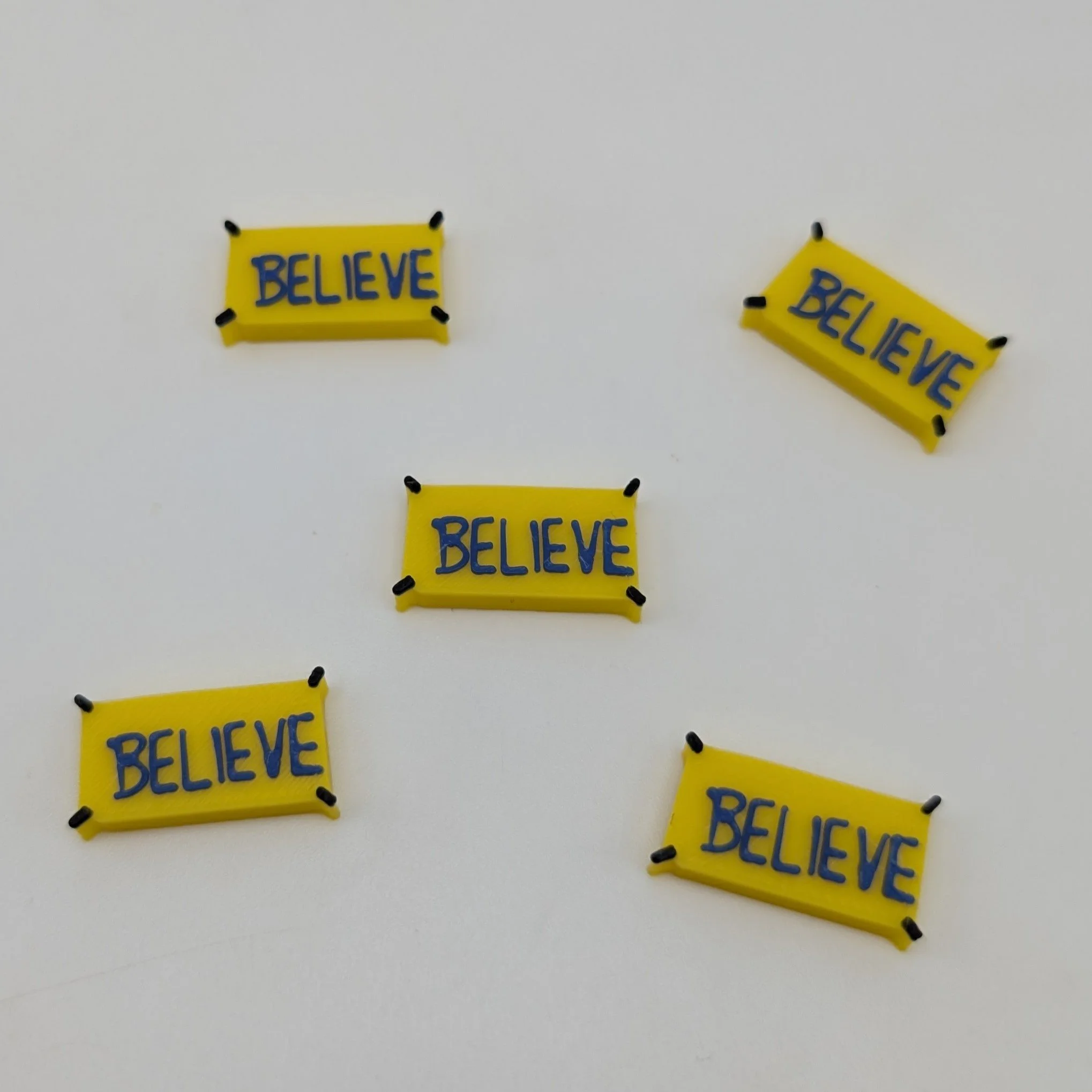 Yellow Believe Sign Inspirational Sports Fan Bead