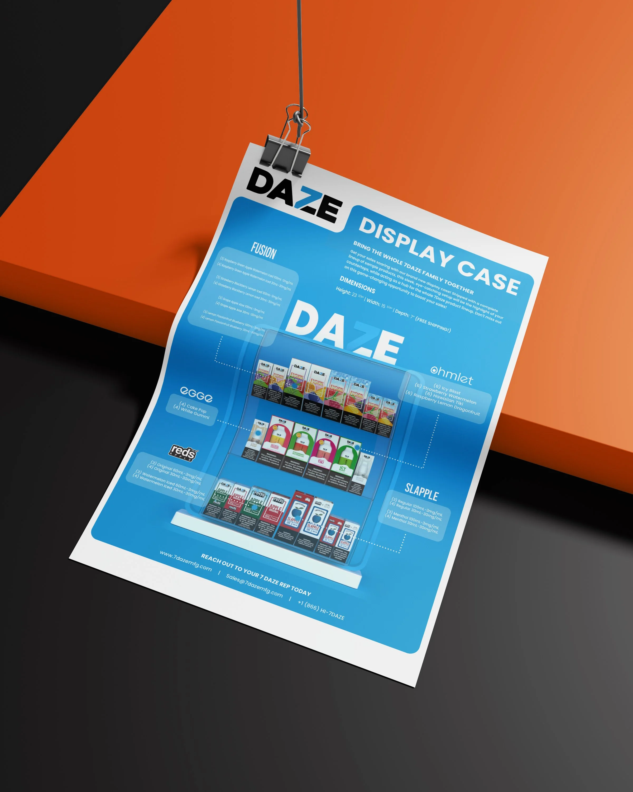 7 Daze Display Case – 3D Modeling & Flyer design