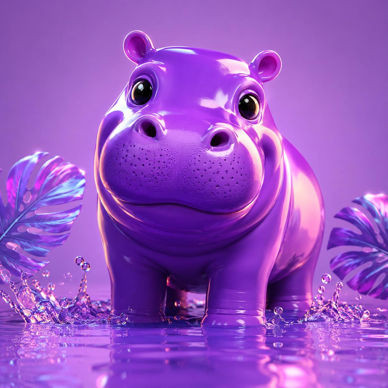 Purple Hippo Keychain
