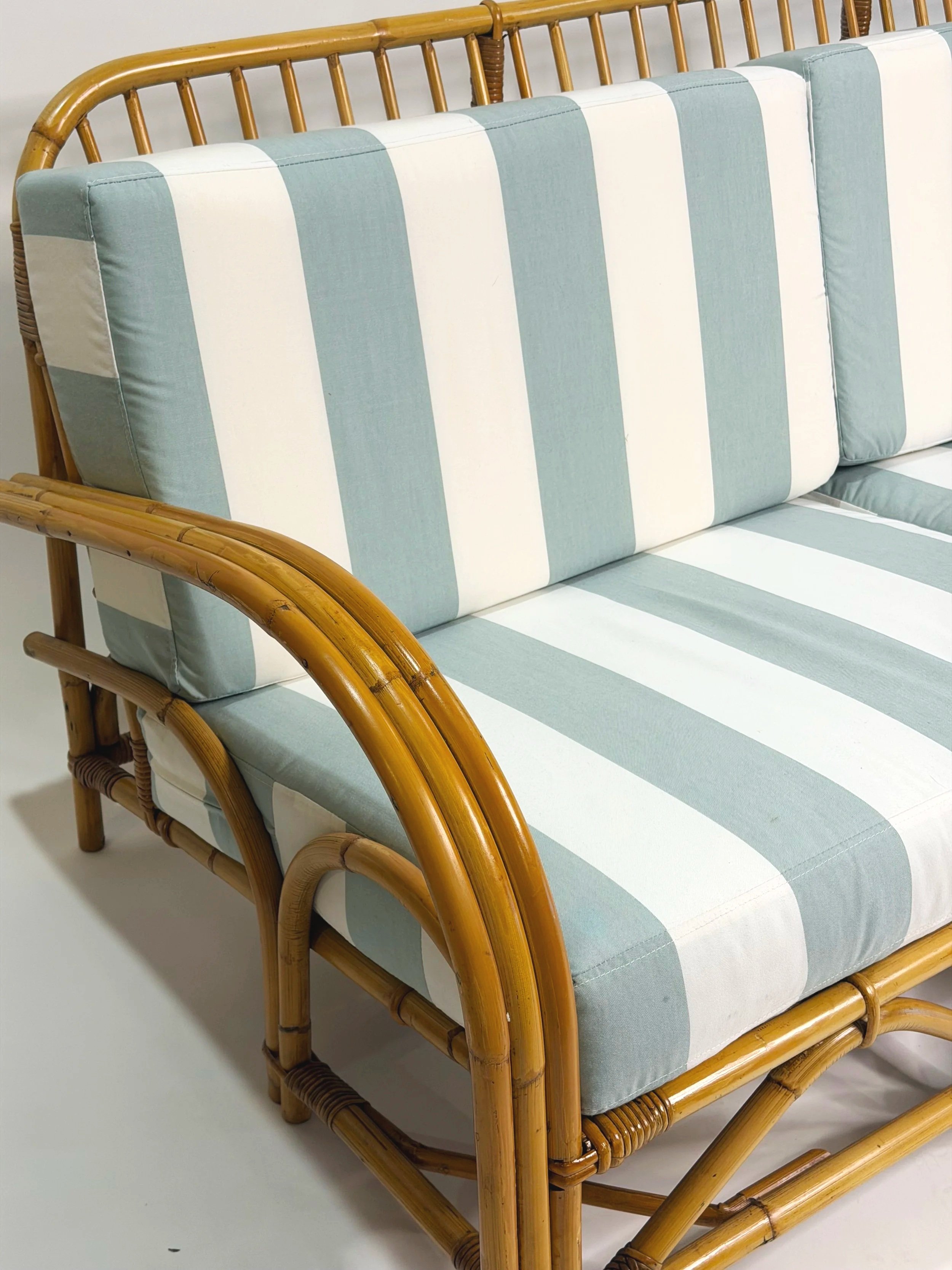 Pretzel Sofa with new upholstery indoor outdoor fabric and new foam insert with feather and down cushions