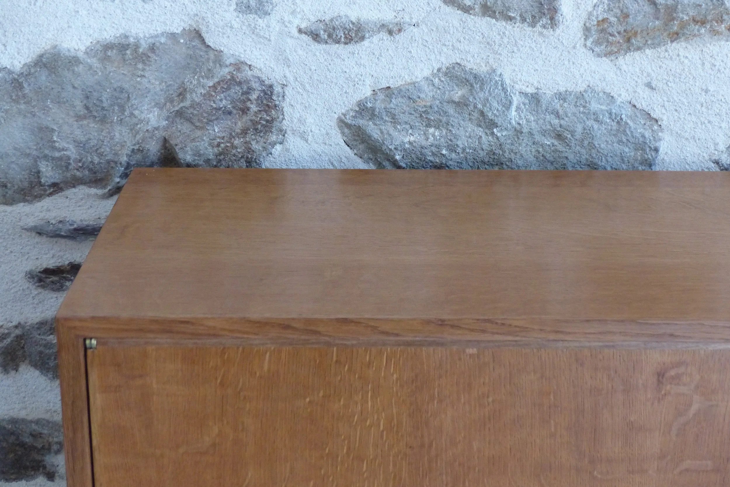 Meuble en chêne, formica et métal France Années 1950