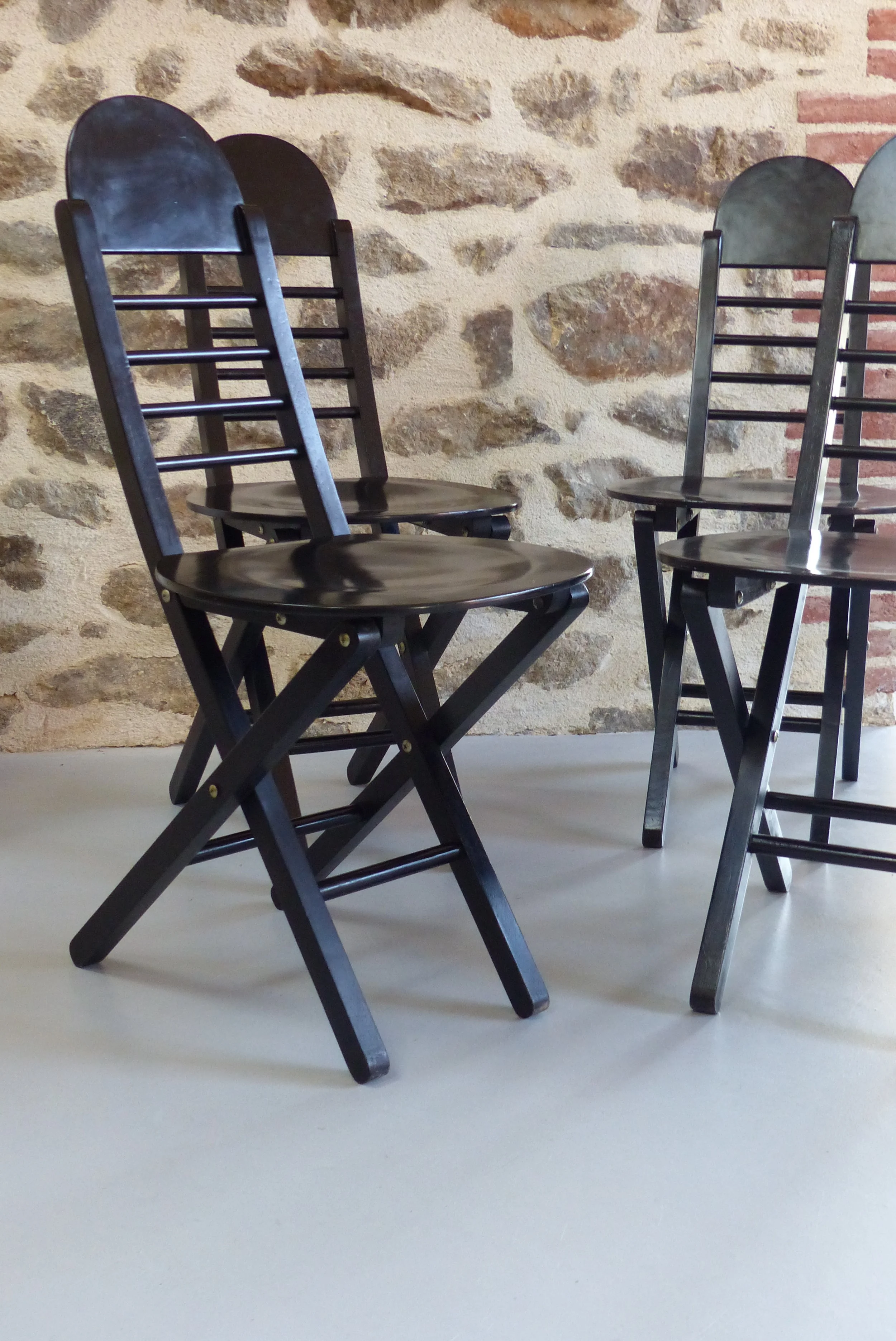 4 chaises pliantes Italie Années 1980