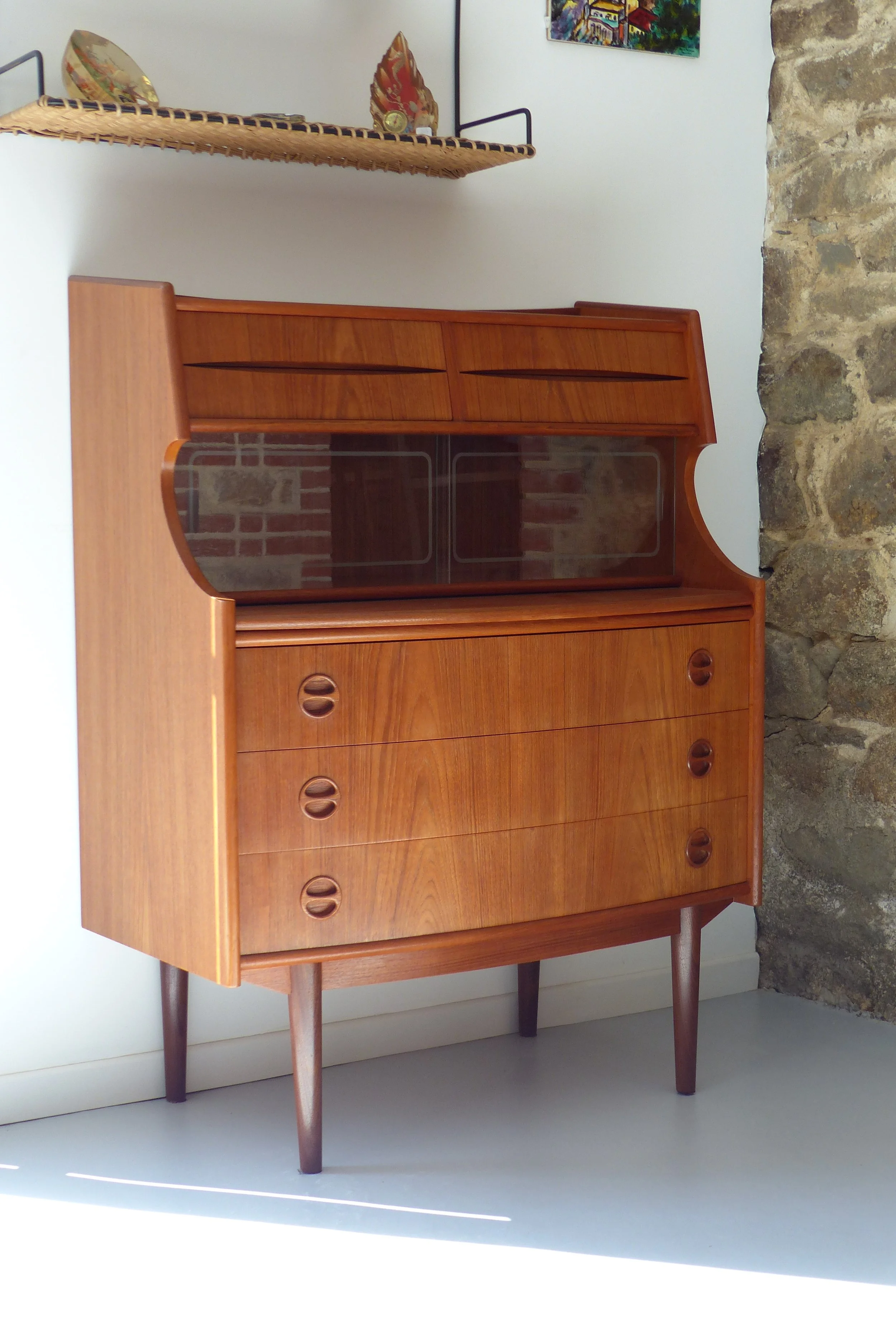 Meuble secrétaire en teck de Gunnar Falsig pour Holstebro Mobelfabrik Danemark Années 1960