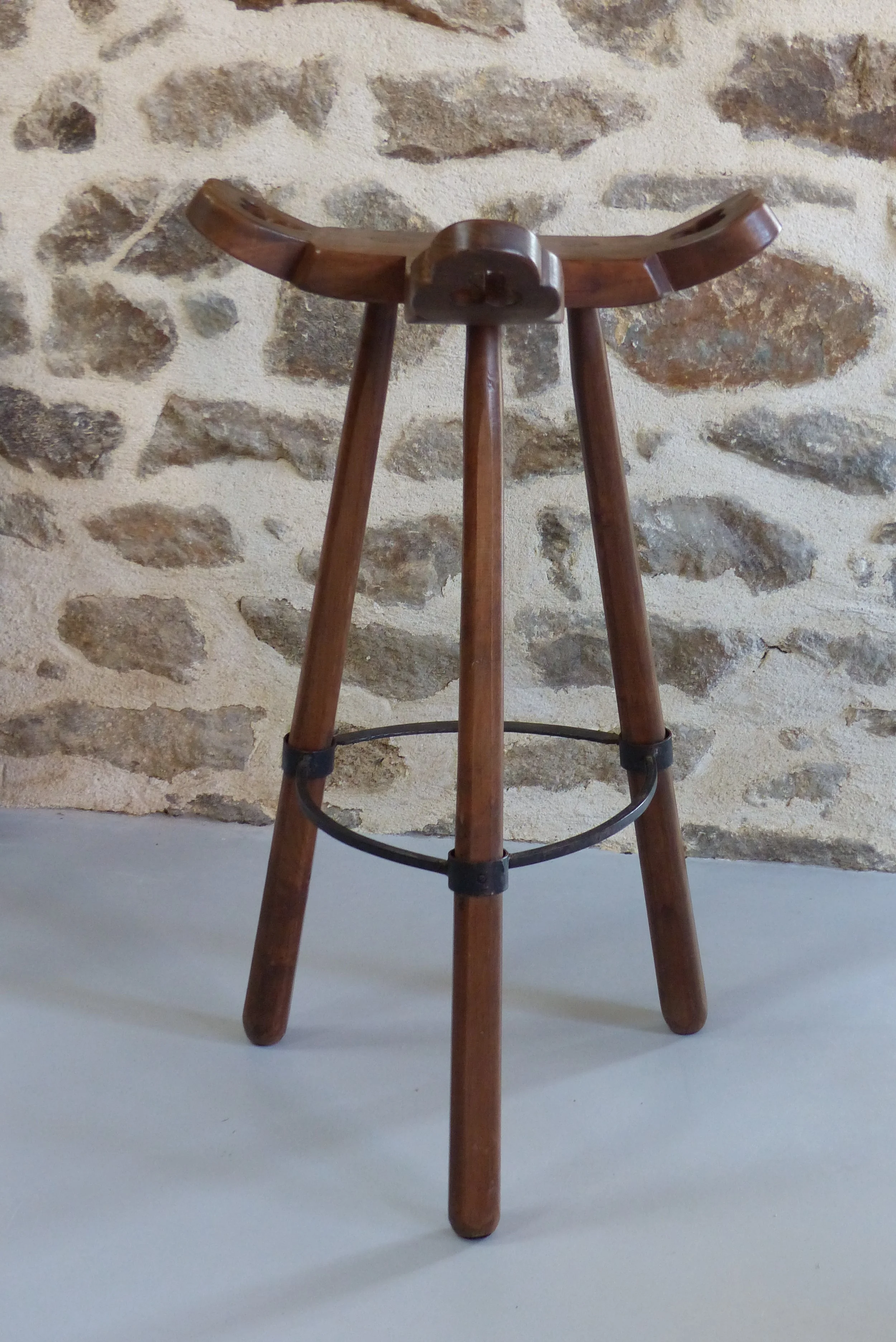 Tabouret de bar de style "brutaliste" Espagne Années 1970
