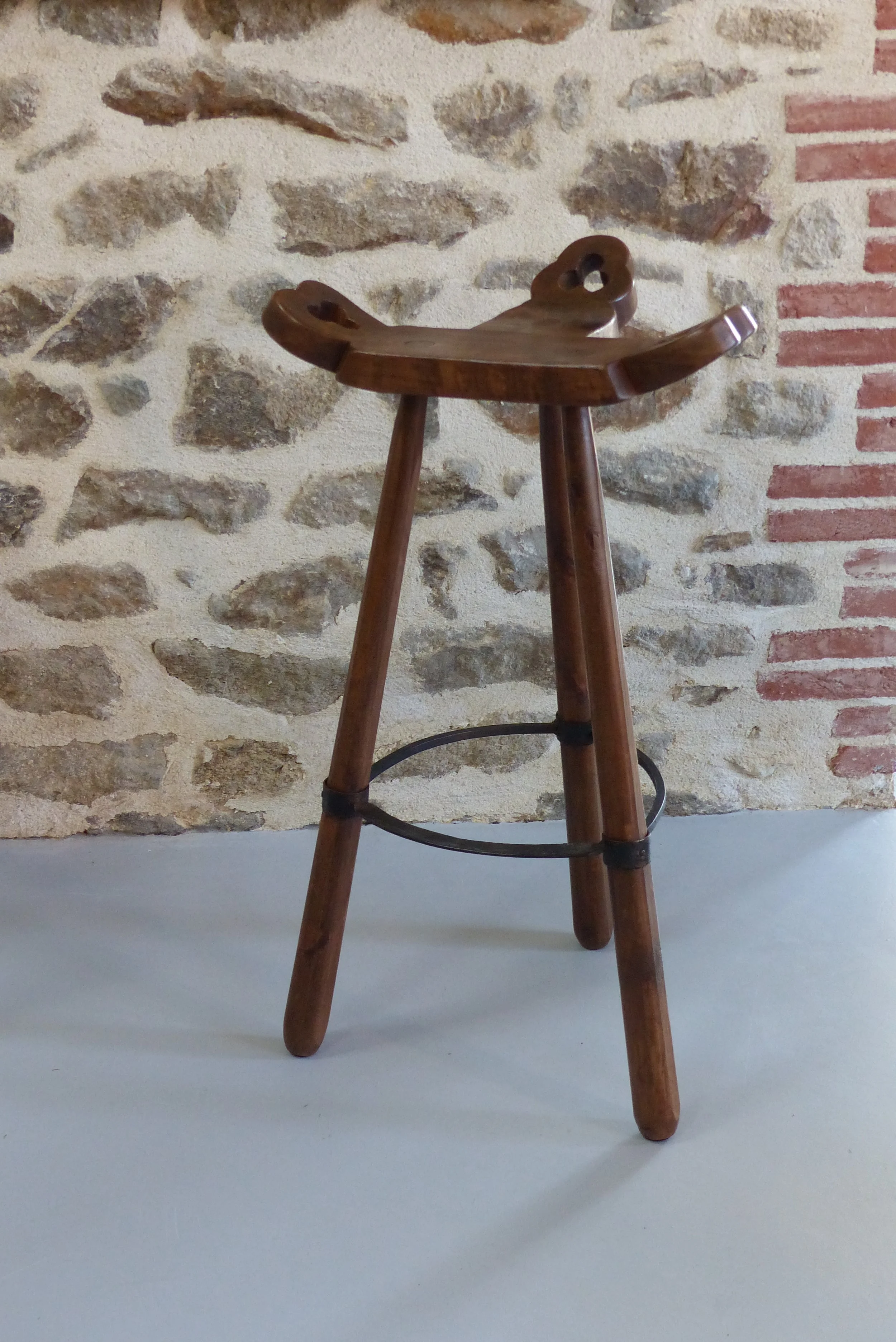 Tabouret de bar de style "brutaliste" Espagne Années 1970