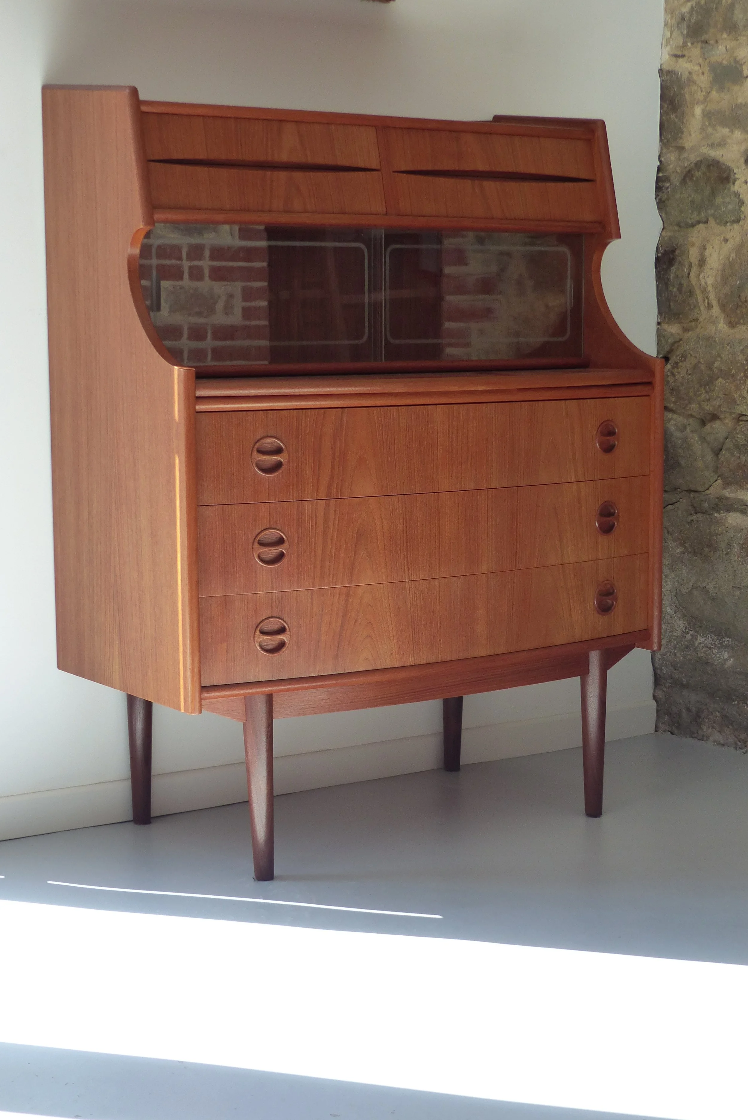 Meuble secrétaire en teck de Gunnar Falsig pour Holstebro Mobelfabrik Danemark Années 1960