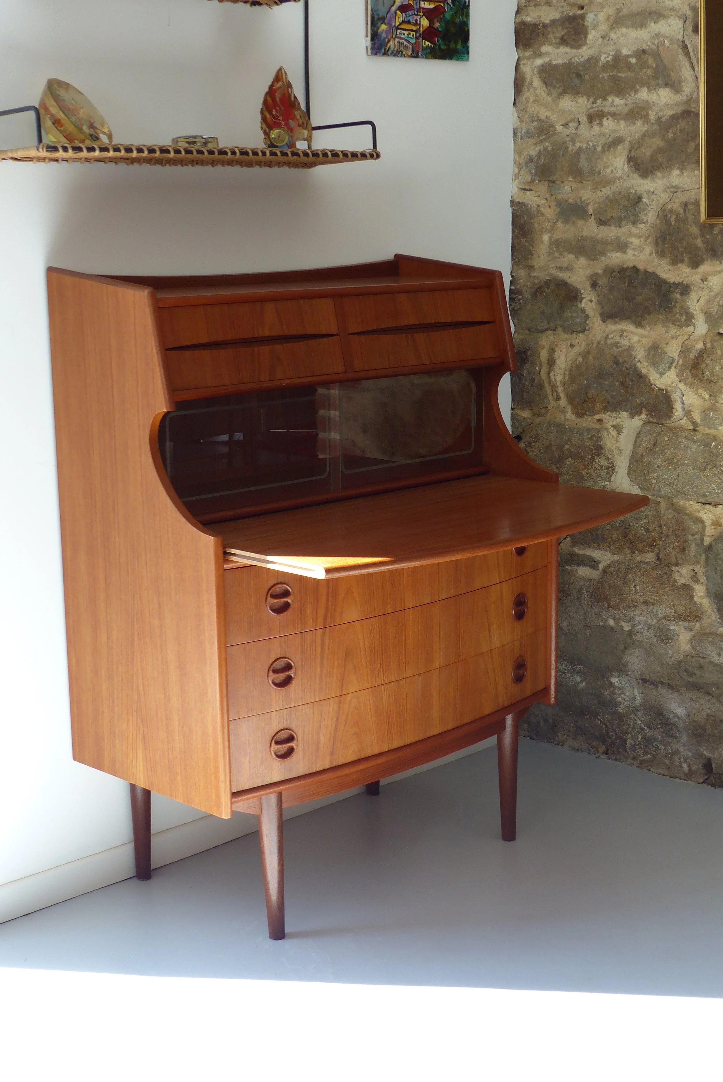 Meuble secrétaire en teck de Gunnar Falsig pour Holstebro Mobelfabrik Danemark Années 1960