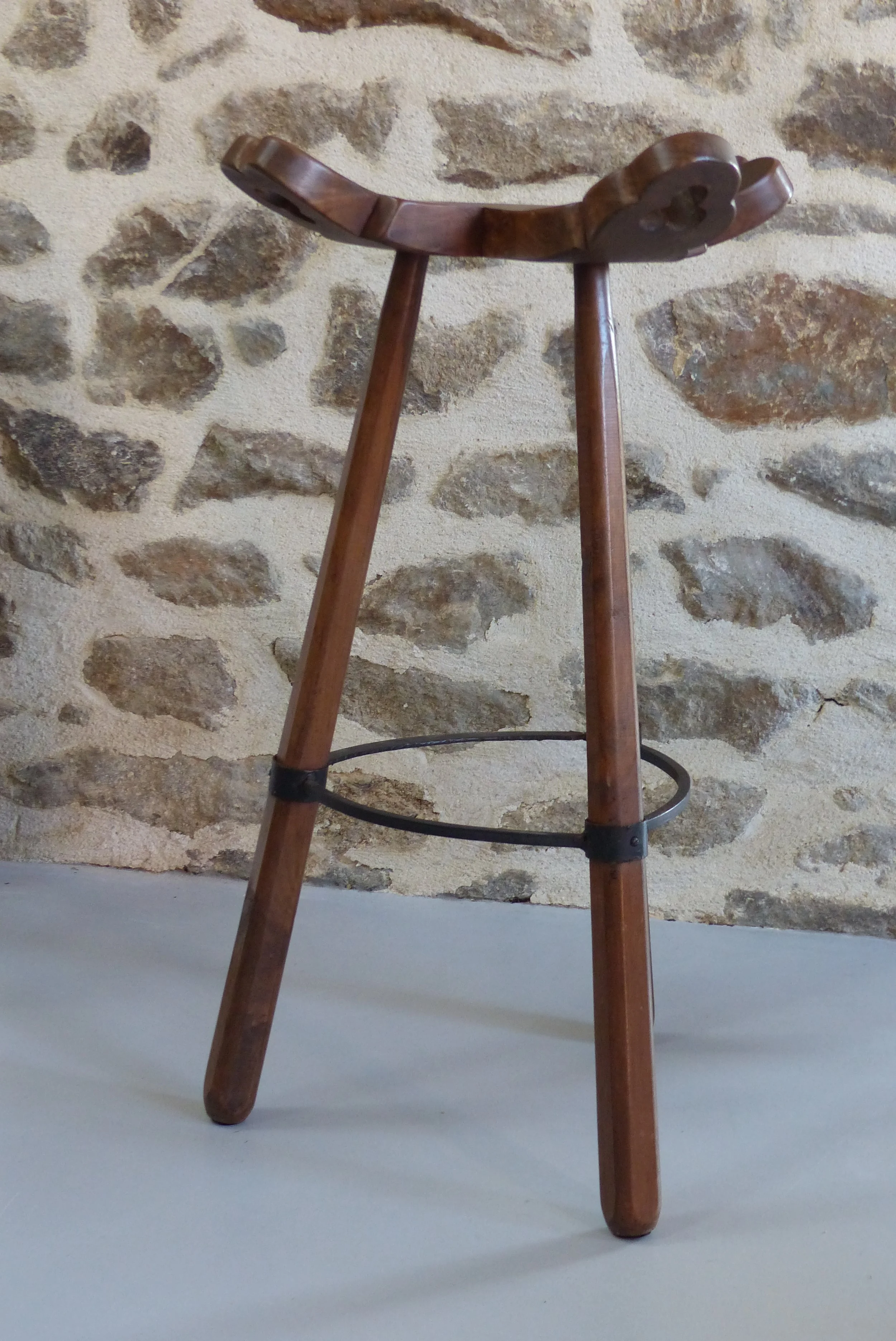 Tabouret de bar de style "brutaliste" Espagne Années 1970