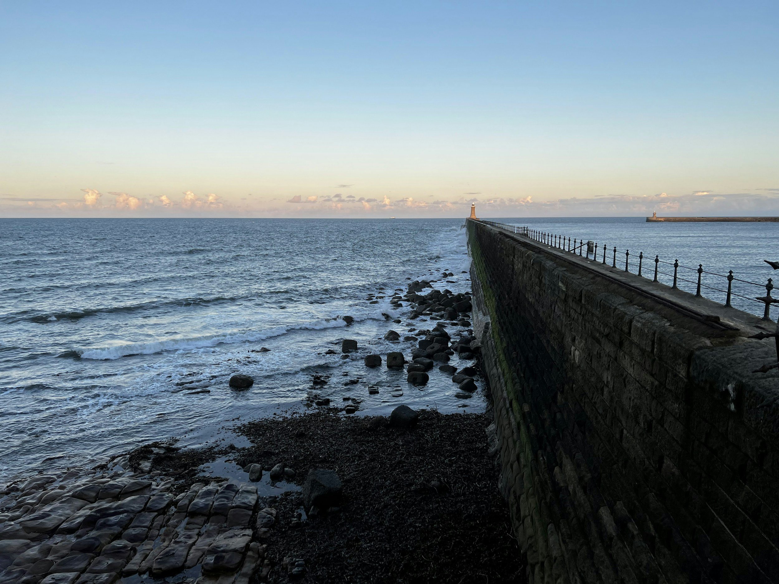 The North Pier at the mouth of the River Tyne at sunrise