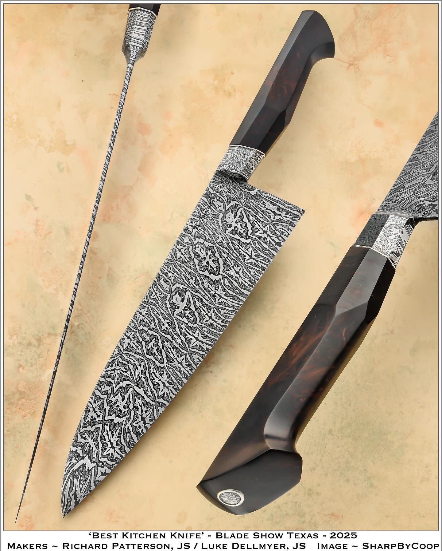 Just got the photo back from @sharpbycoop of the collaboration I did with @lukedellmyer . We won the award for kitchen knife at @blade_show Texas

#handmade #kitchenknives #cookingtools #bladesmithing #mplsfoodie #mnfoodie #cheflife #eatdrinkdishmpls