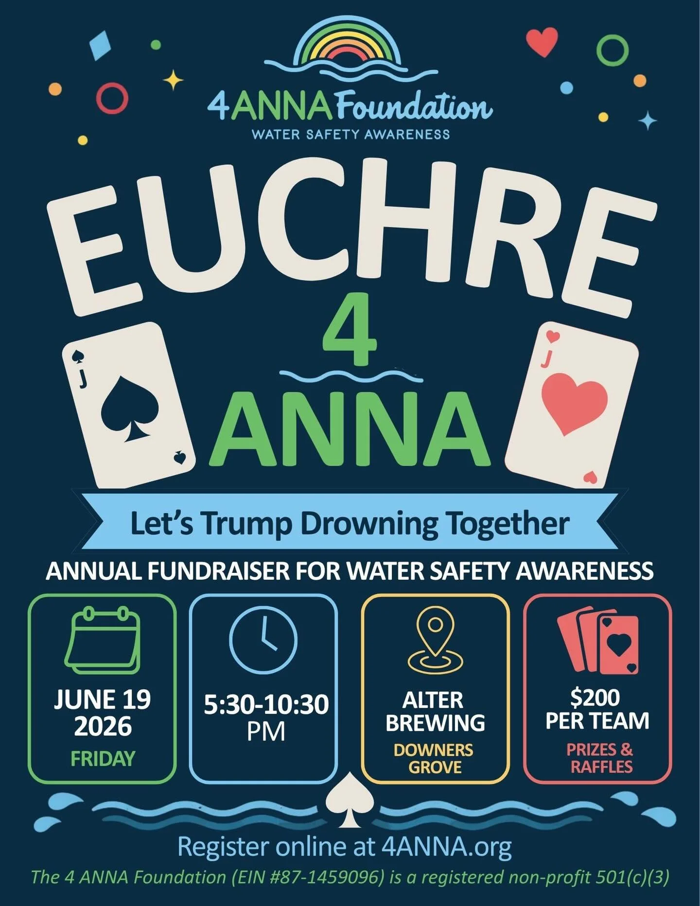 ❗️Our annual fundraiser is live and ready for registration❗️

We are so excited to have you join us for our Euchre 4 ANNA tournament and social gathering which will be a memorable night of playing cards while raising money for such an important cause