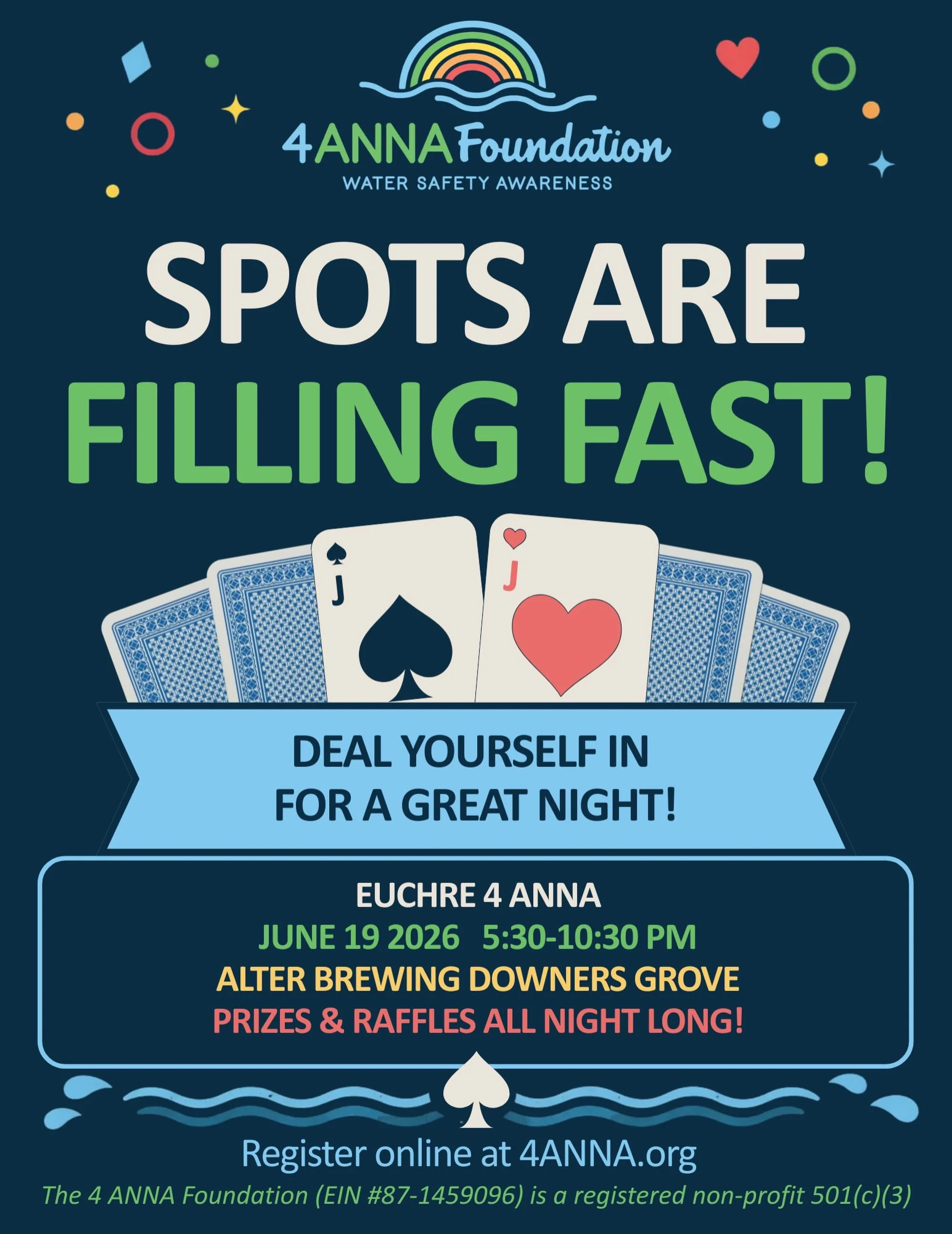 🚨 Only 4 Days Left to Register! 🚨

You&rsquo;ve got 4 days to claim your spot at Euchre 4 ANNA!

Don&rsquo;t wait until the last minute! We&rsquo;d love to see you there.

Tickets available at 4ANNA.org or 🔗 in bio