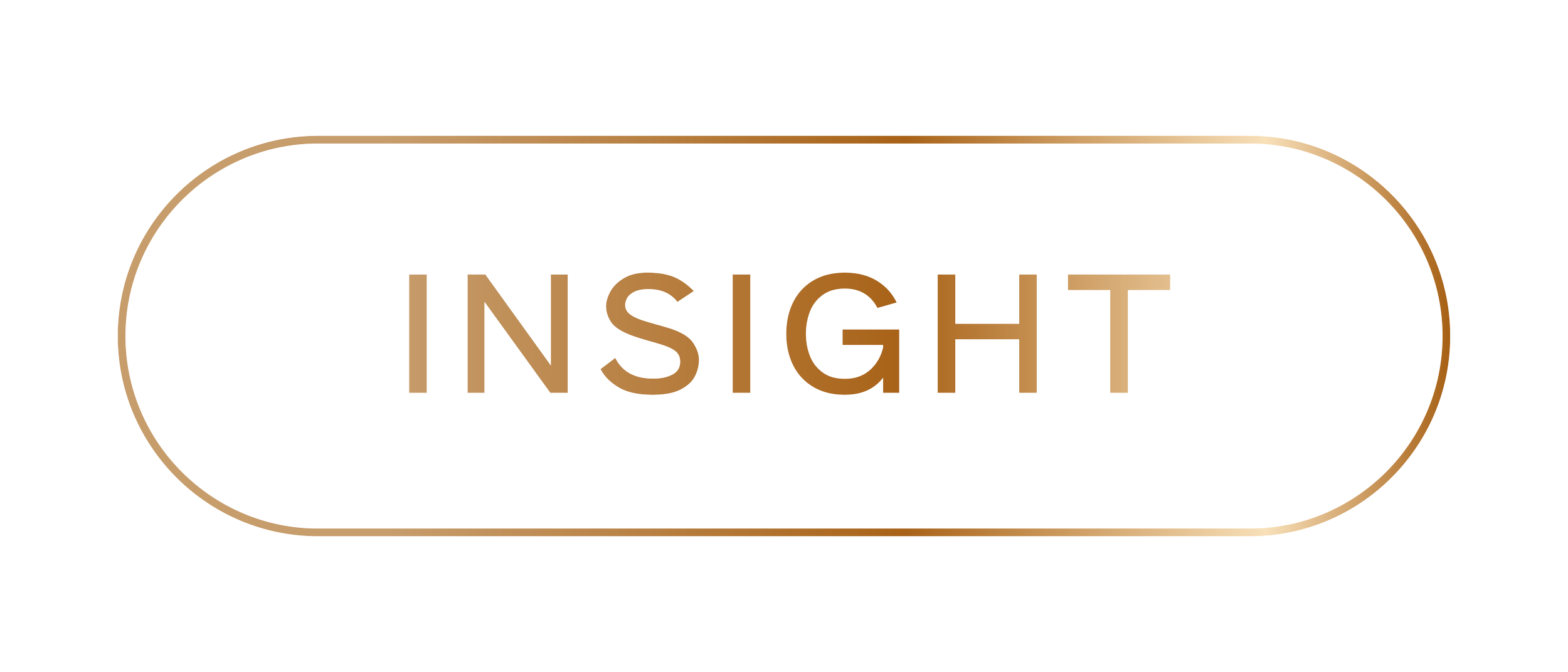 The word 'INSIGHT' in large brown letters inside an elongated oval shape with a brown border.
