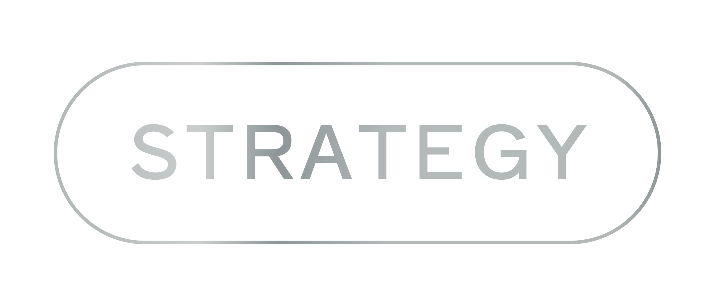 Close-up of a white tab with gray outline and the word 'STRATEGY' in gray capital letters, used as a button or label.