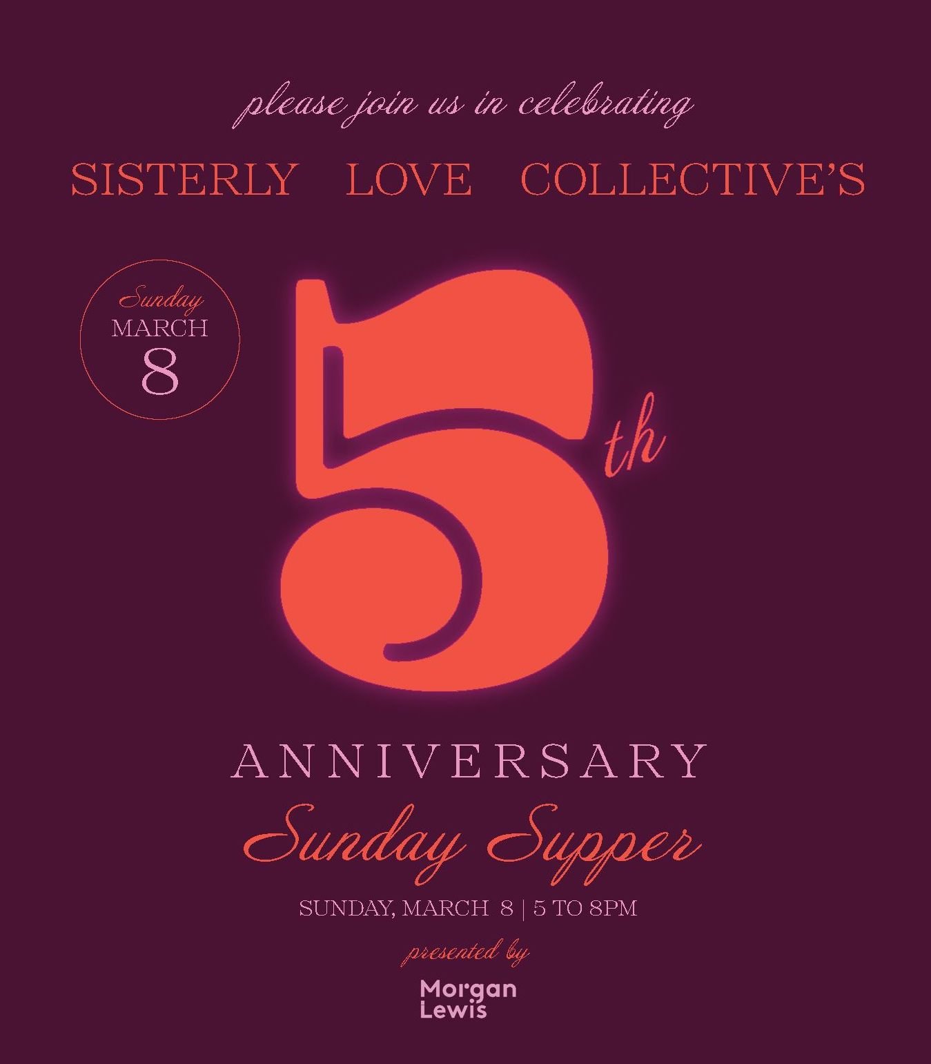 Sisterly Love 5th Anniversary Sunday Supper