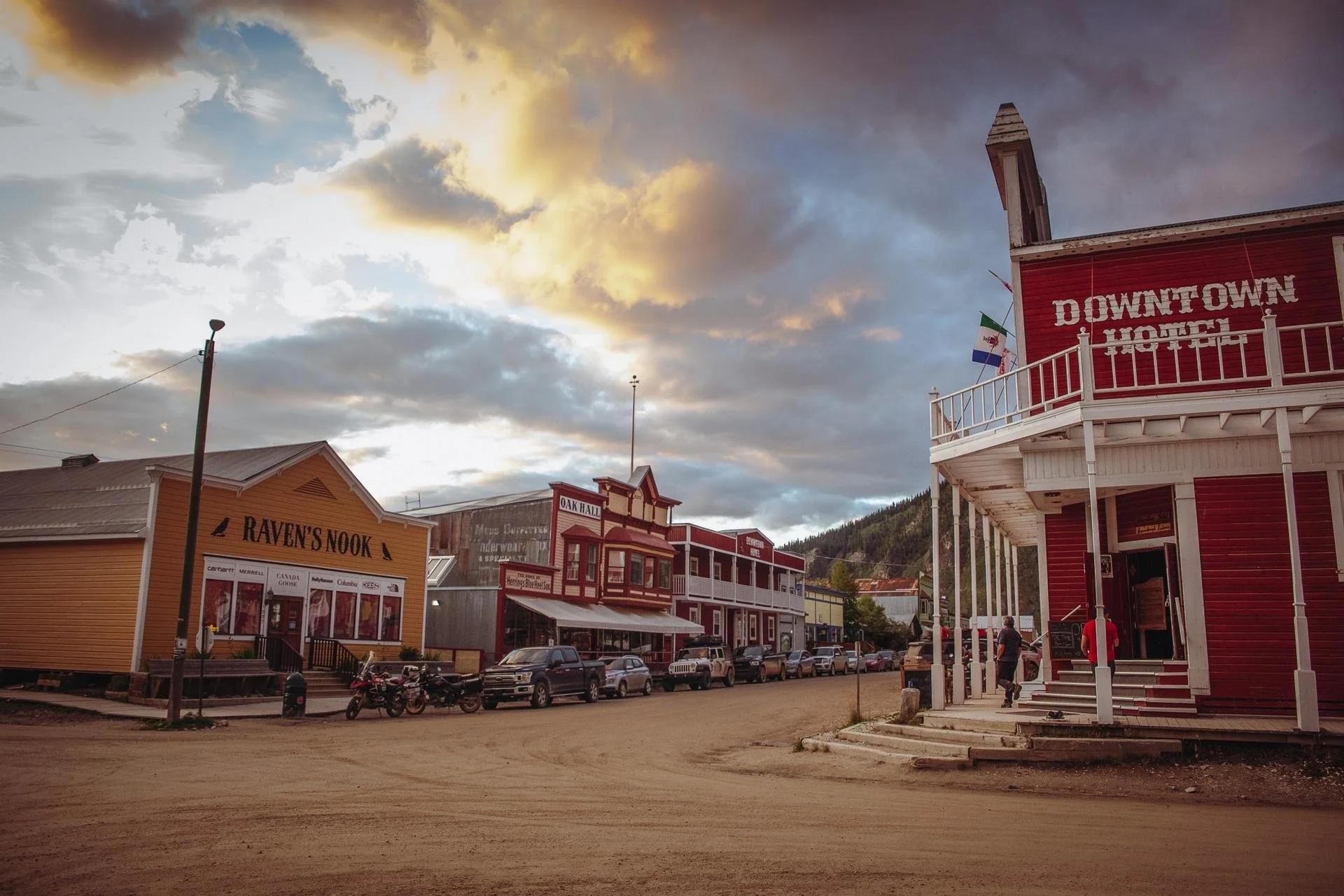 Dawson City, Yukon at dusk during a Yukon women's photography workshop