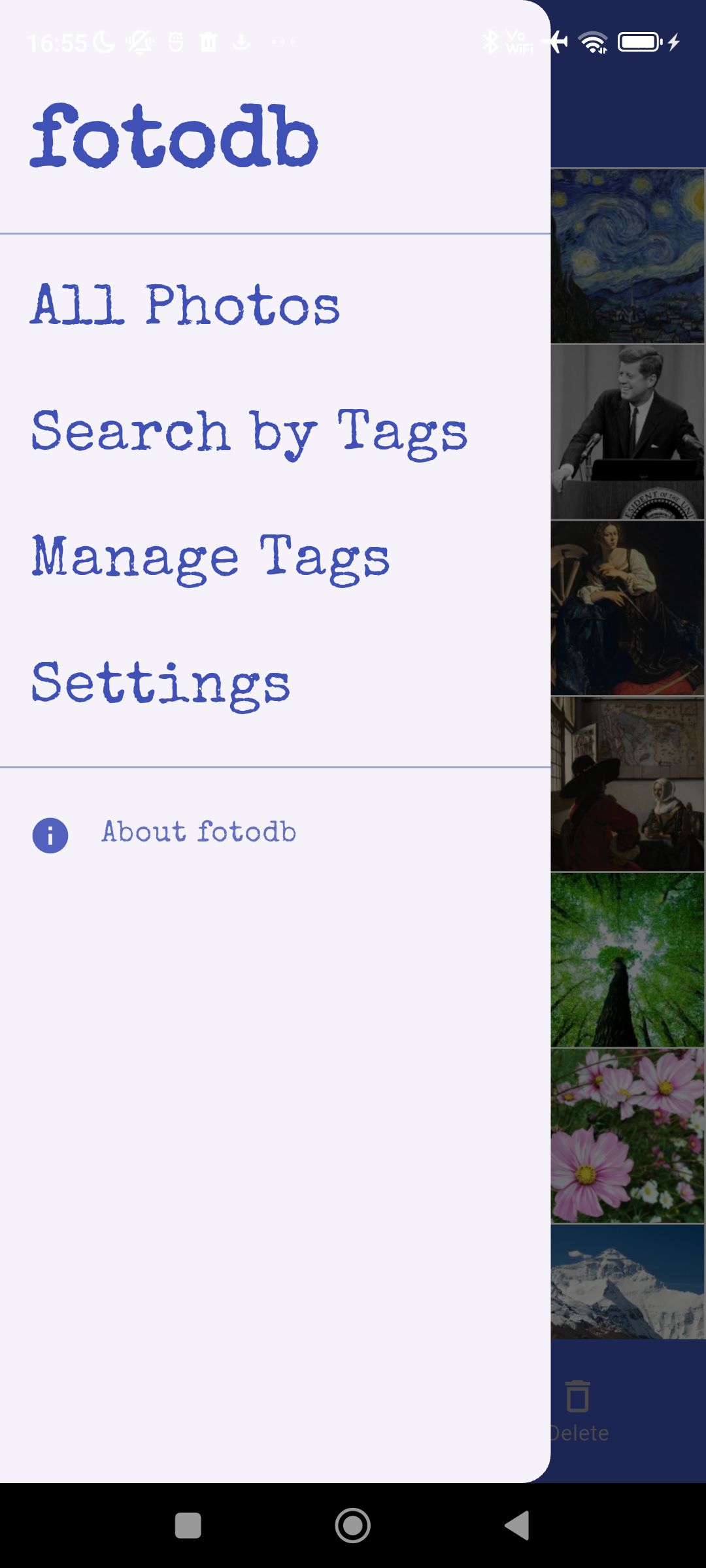 fotodb menu