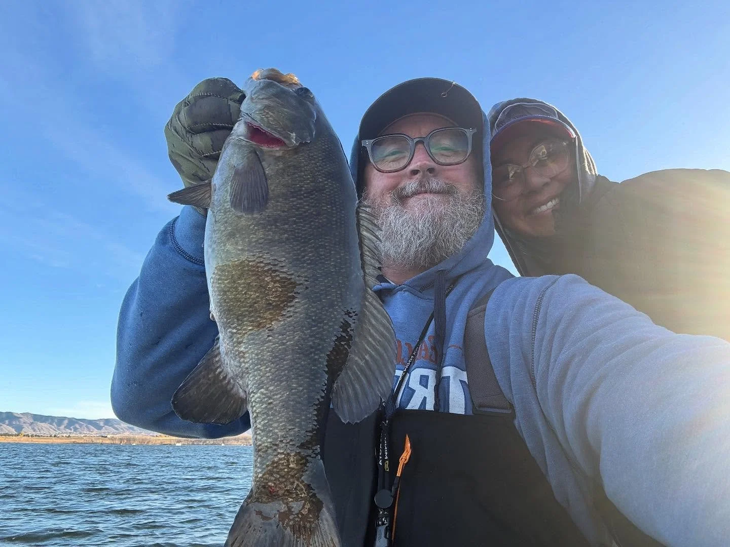 Sunday mornin’ goodness… catching bass while listening to church, life is good!