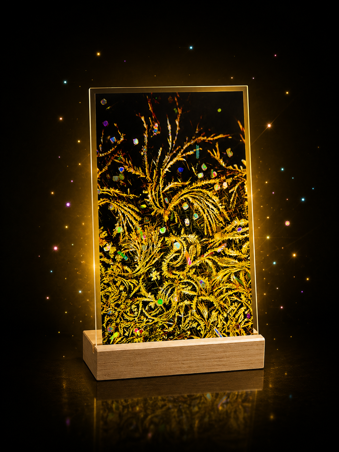 Vitamin B50 crystals | Acrylic panel with Wooden base