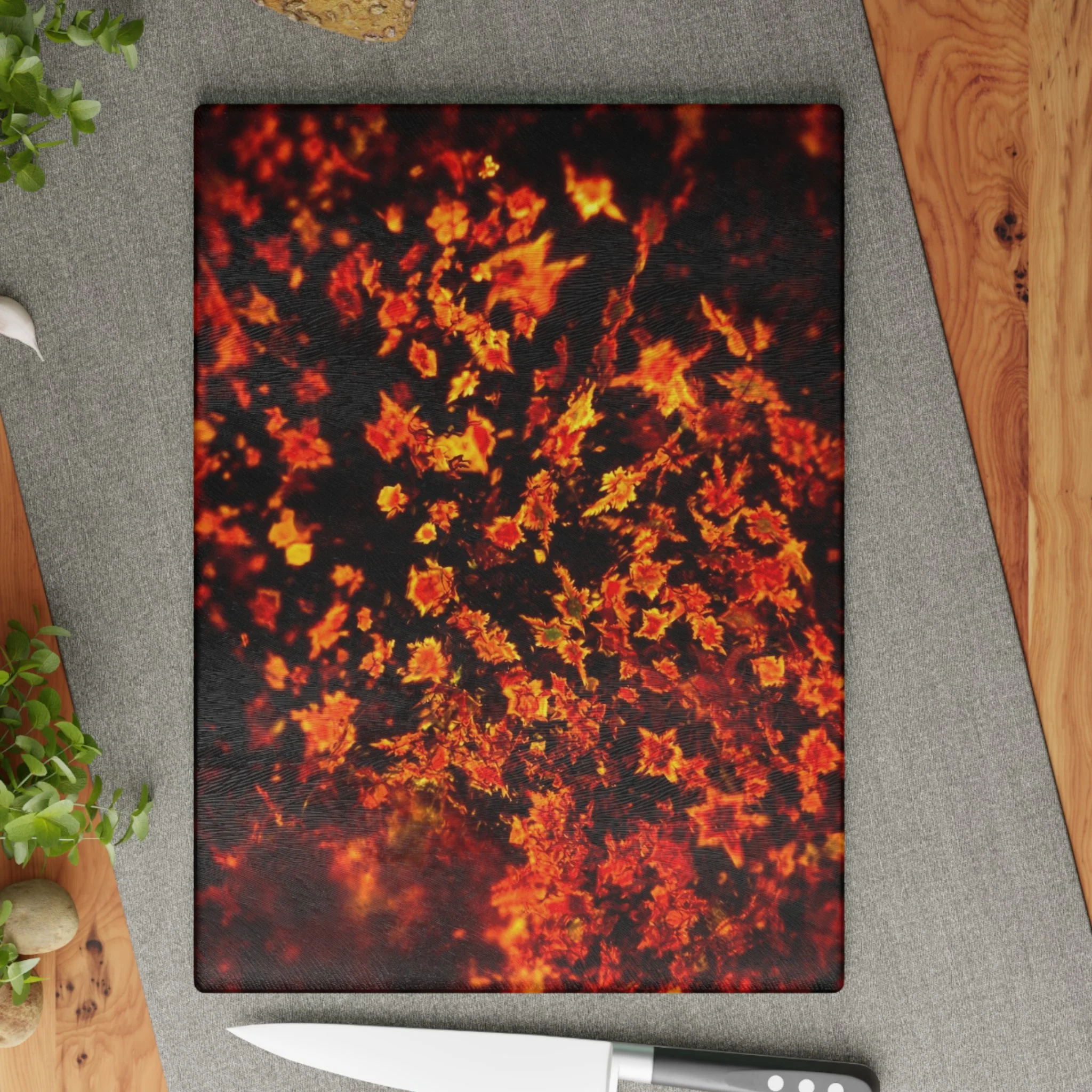 Planche de cuisine en verre Helnium : Cristaux microscopiques de β-carotène