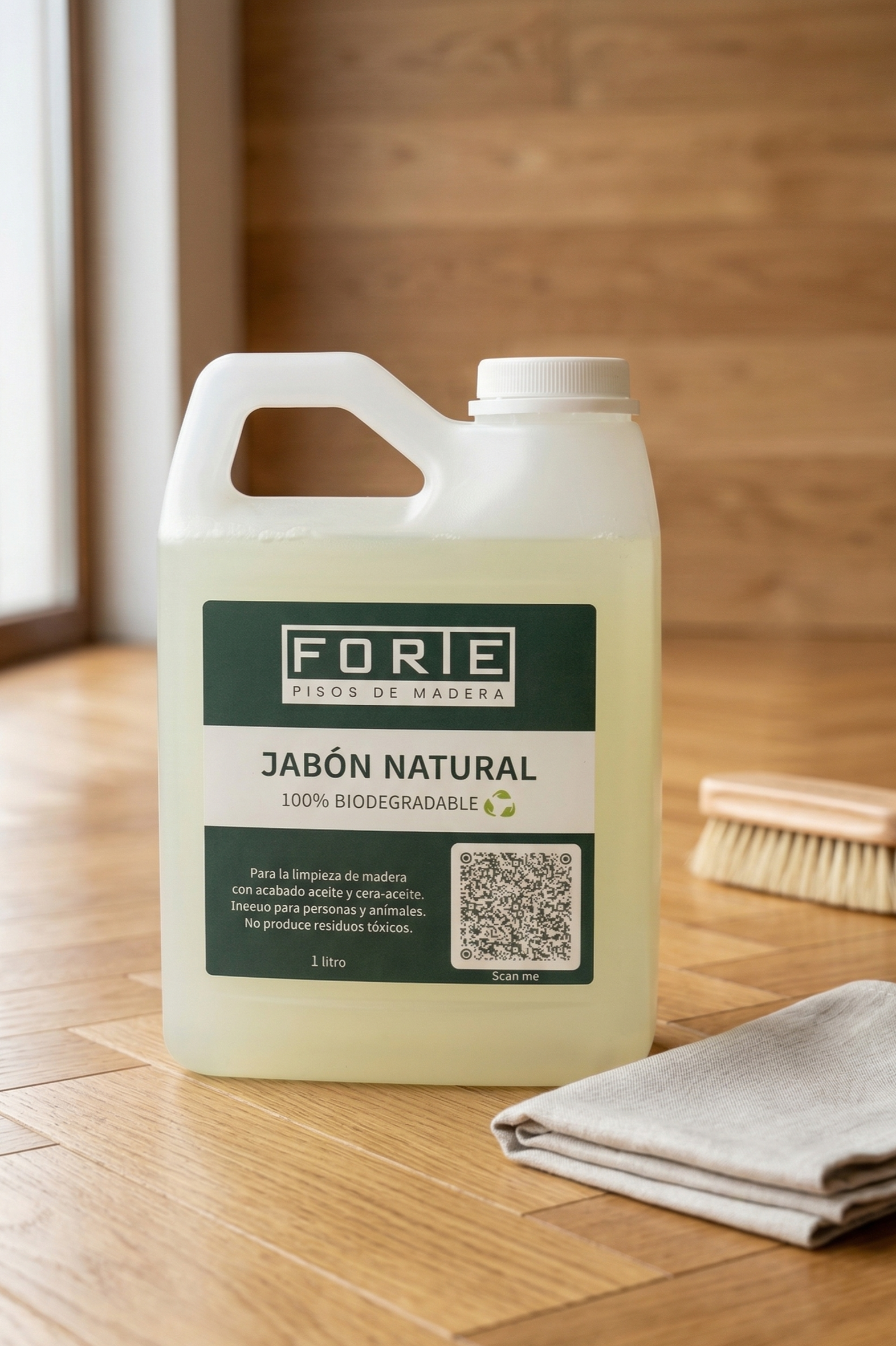 Forte jabón natural para piso de madera 1 L.