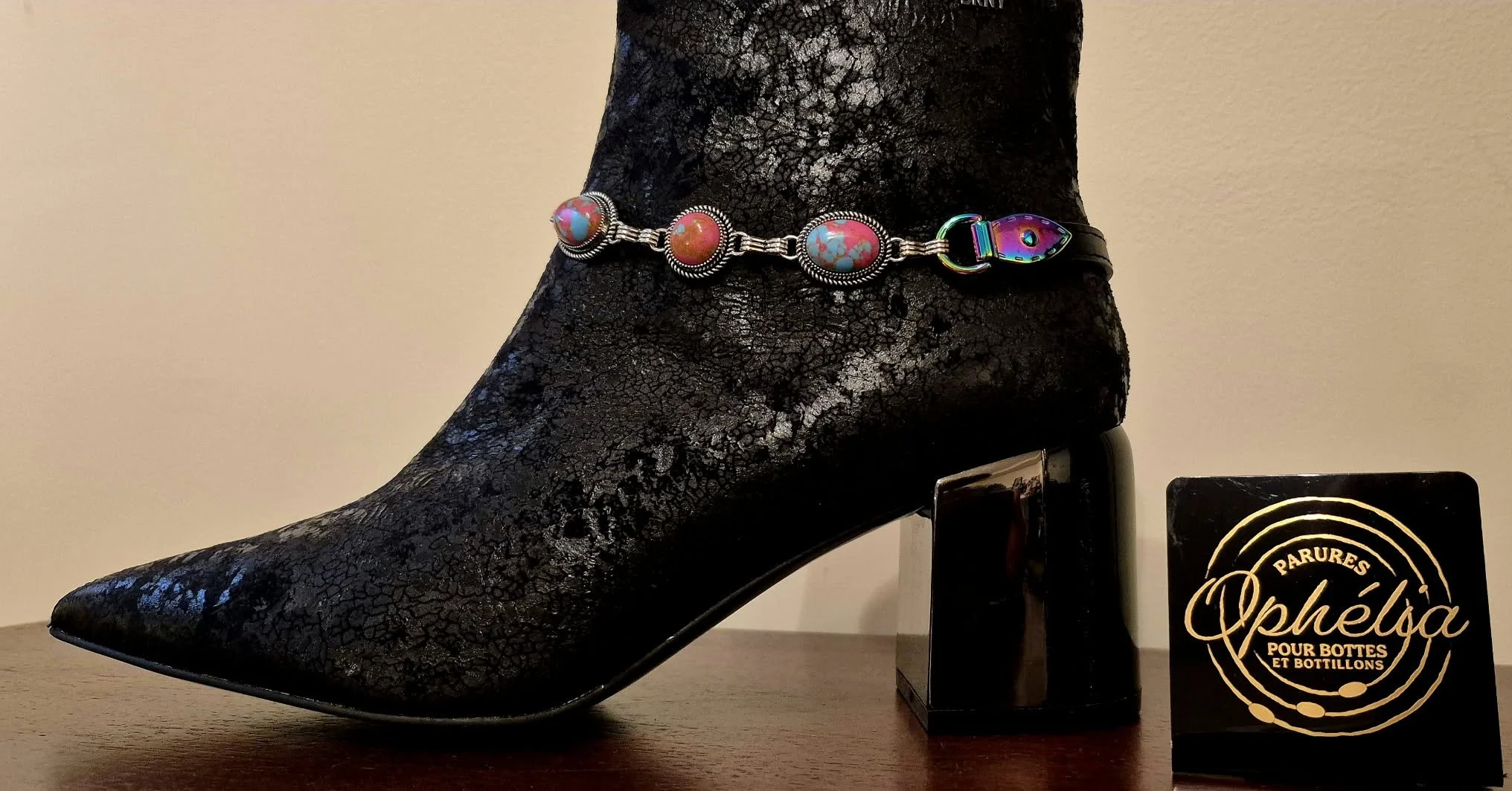 Sandrine - Bijoux Bottes - Femme - argent-pastille rose et bleu