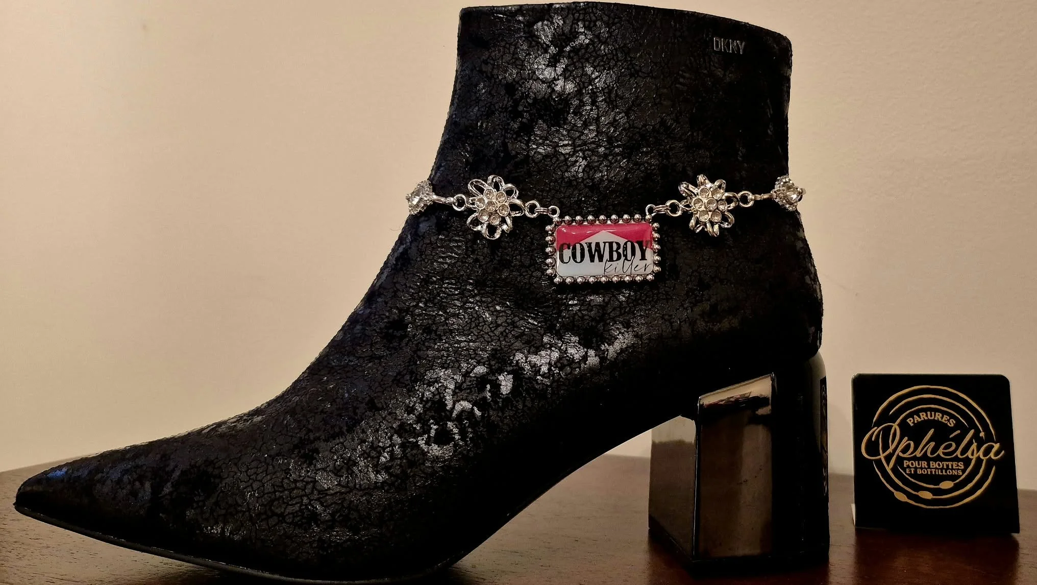 Victoria - Bijoux Bottes - Femme - argent-fleur scintillante- pastille cowboy killer