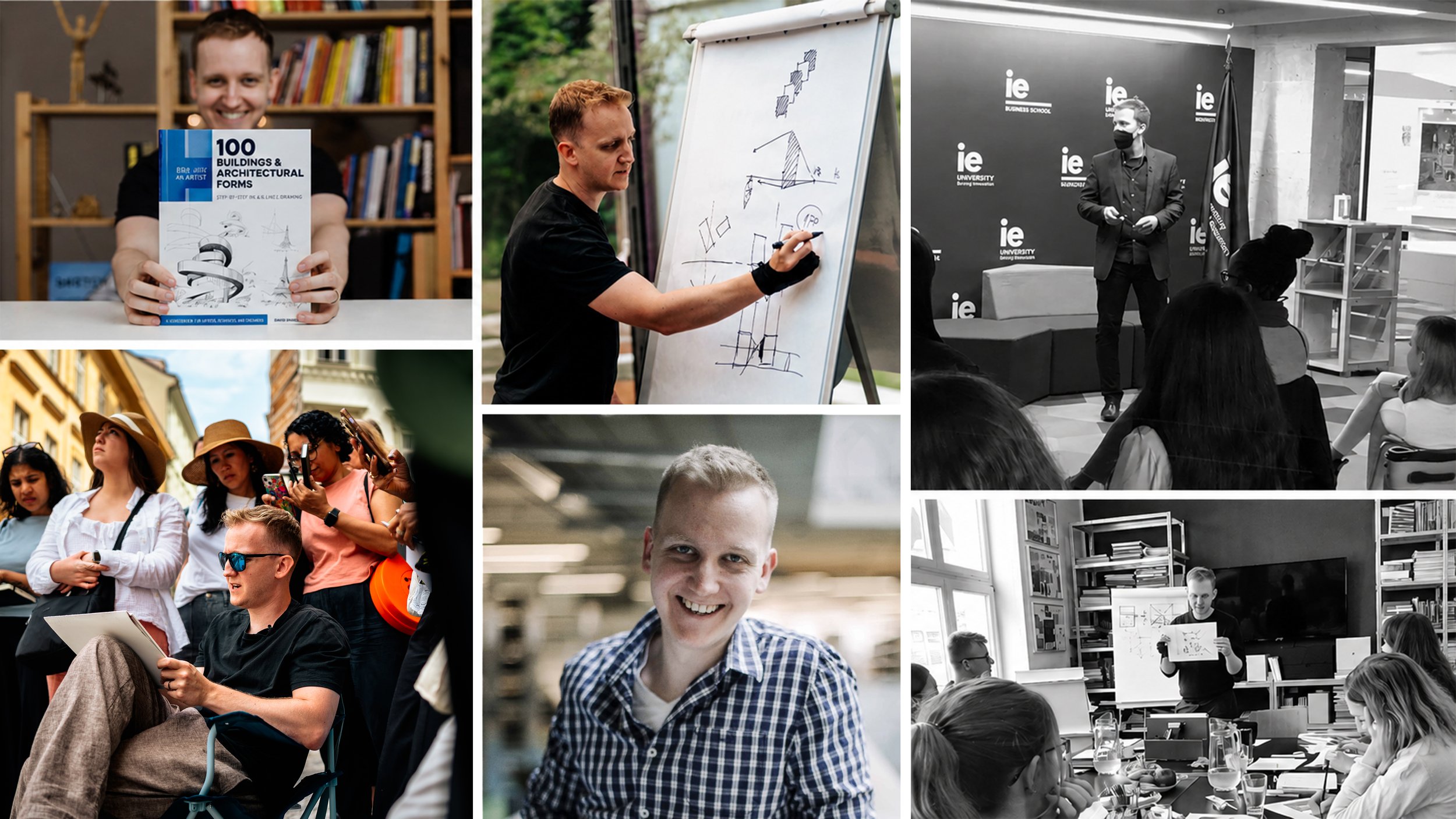 David Drazil, Sketch Like an Architect, compilation, teaching, urban sketching, speaking