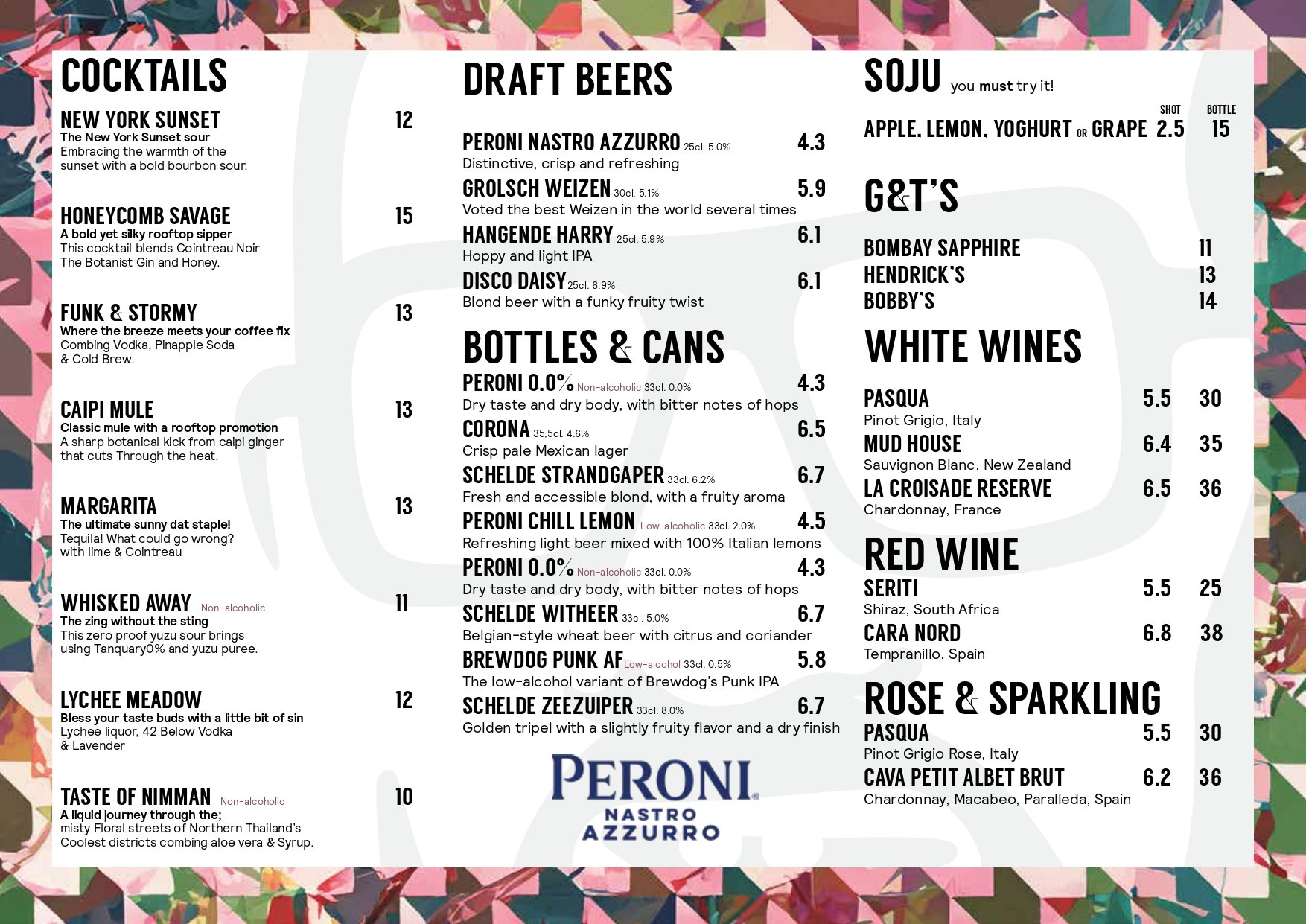 Carte des boissons du Bleyenberg Rooftop 2026, La Haye