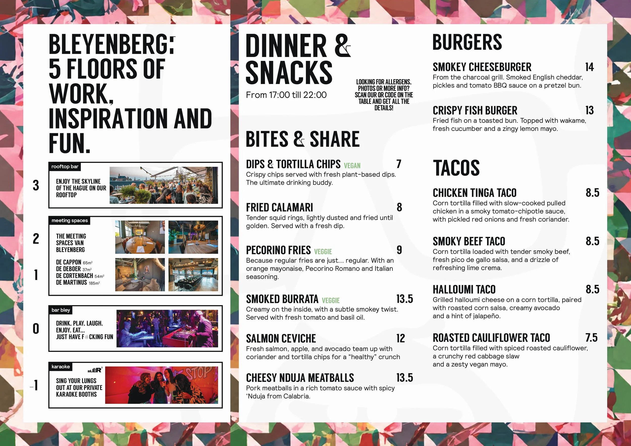 rooftop food menu 2026 Bleyenberg