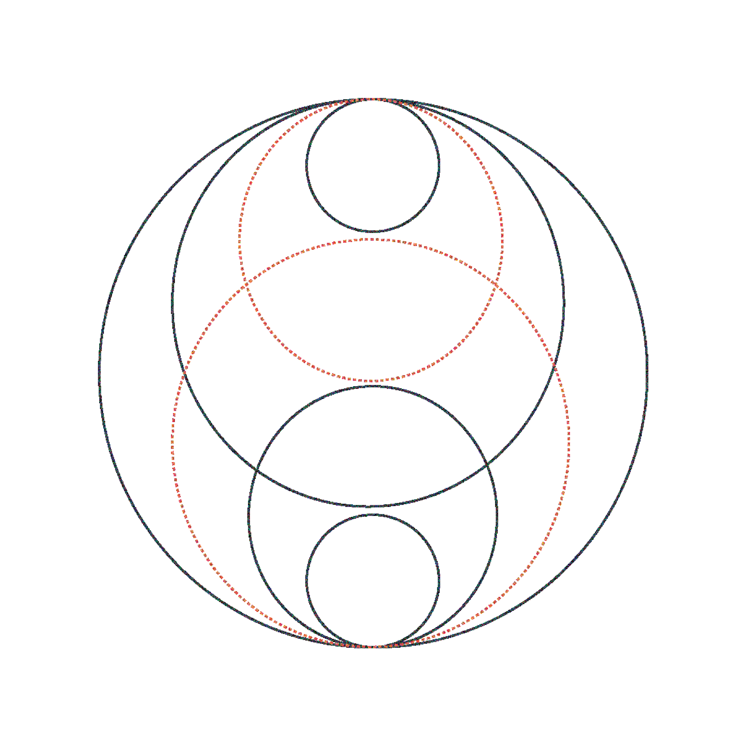 Geometric pattern with overlapping circles and arcs