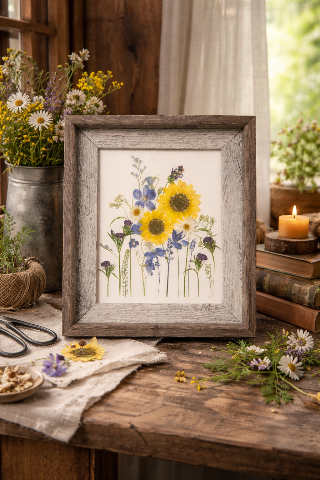 Golden Bloom | Pressed Flower Arrangement