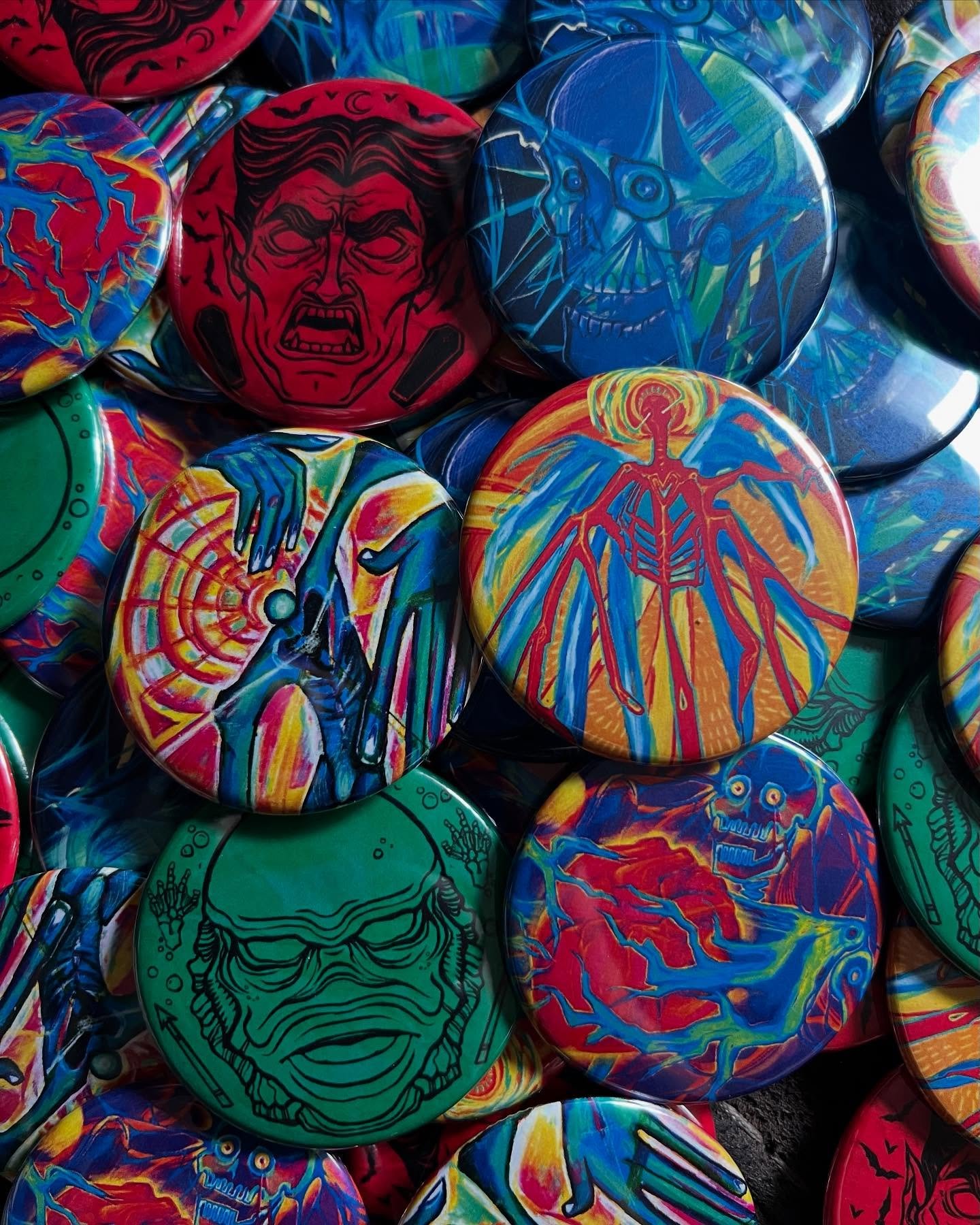 Honored to press another round of buttons made from @d_deerart&rsquo;s art!