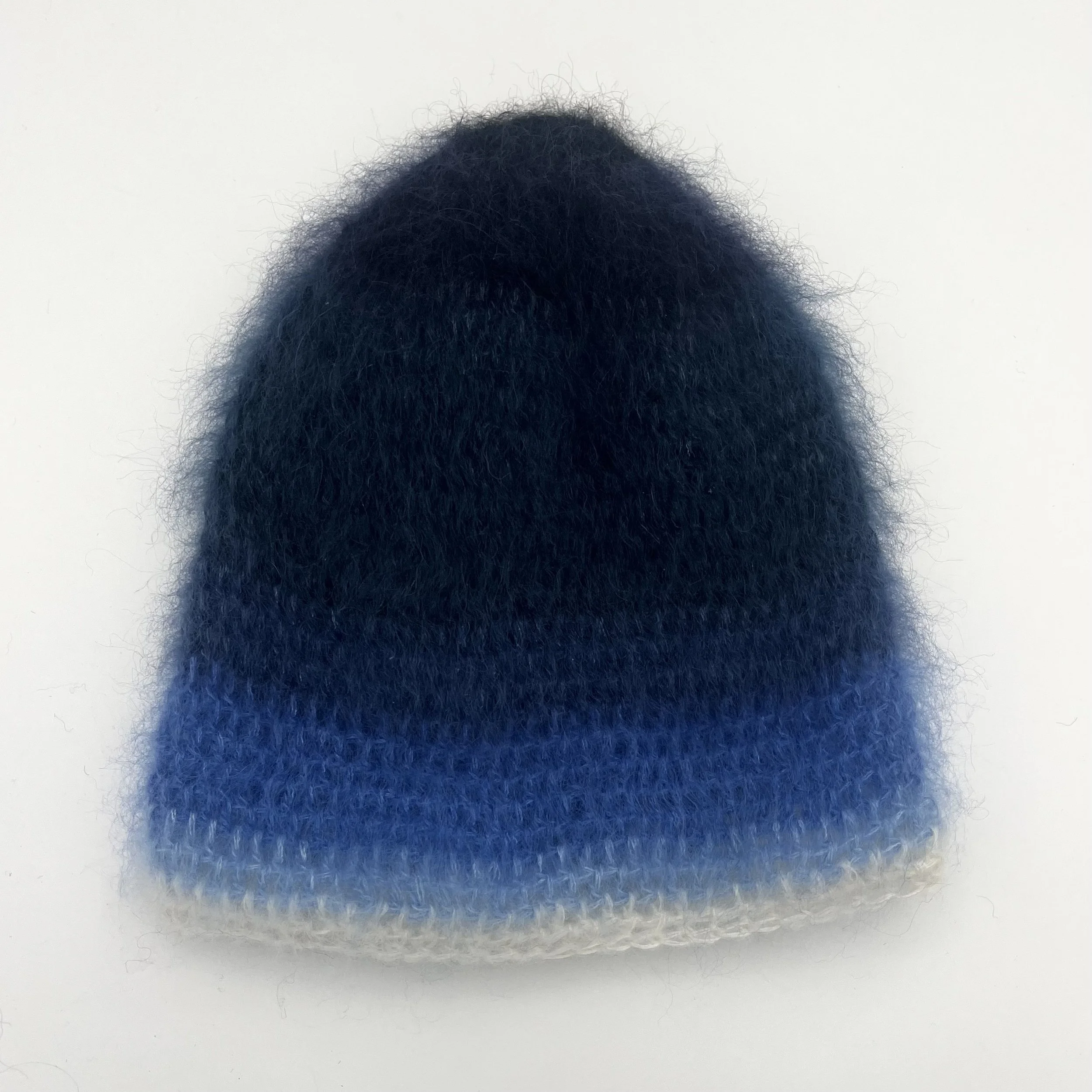 brushed mohair hat, blue fade