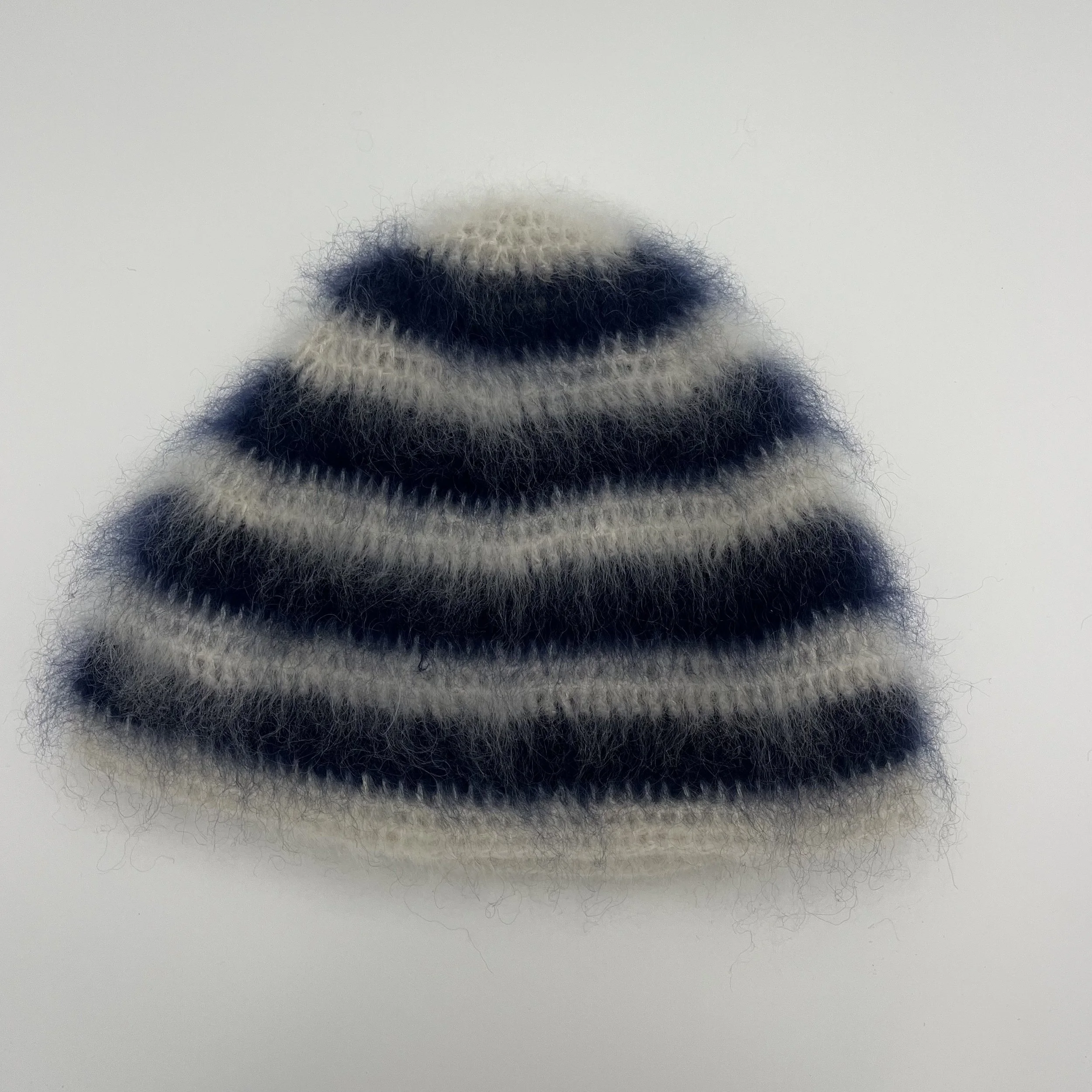 brushed mohair hat, navy stripe (large)