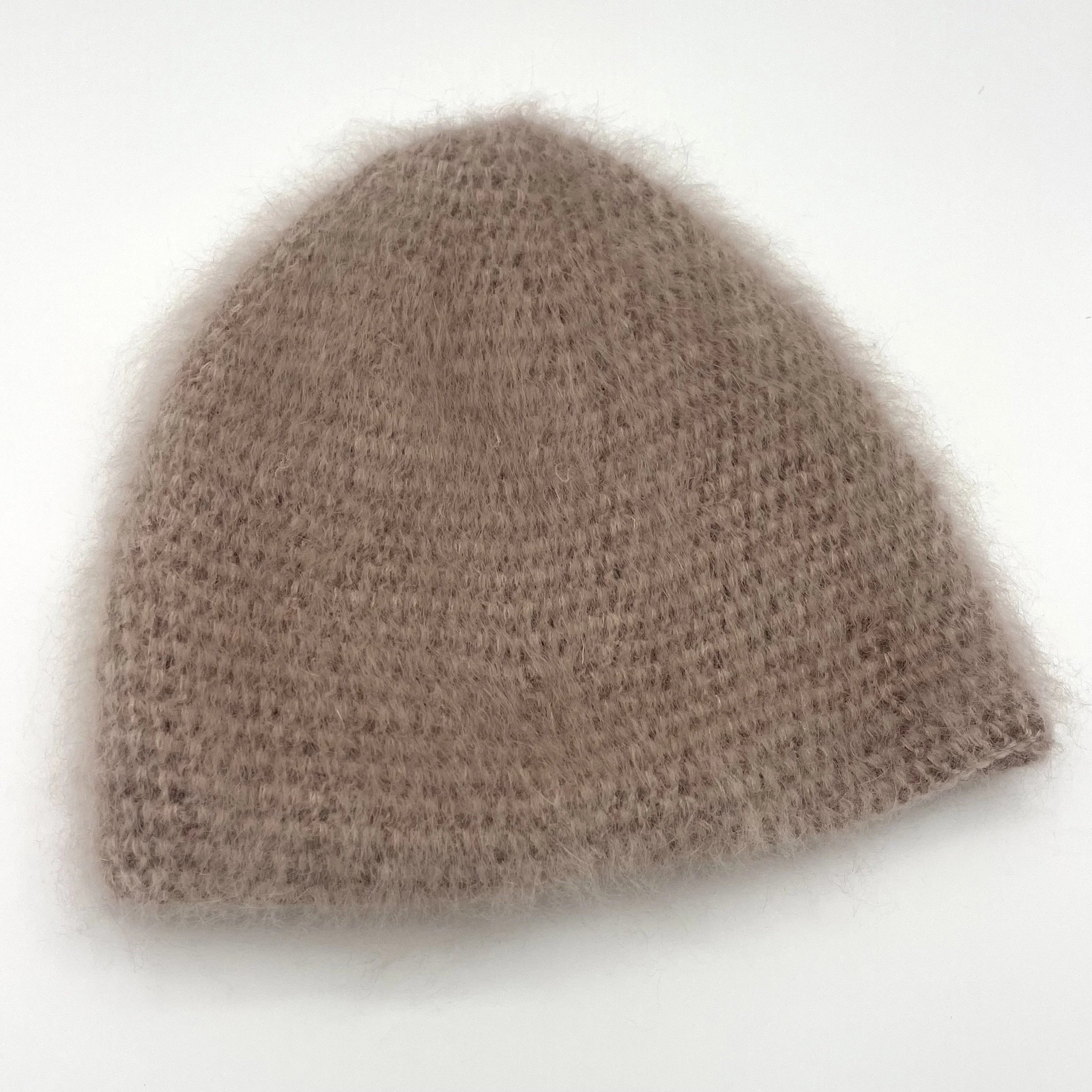 brushed mohair hat, beige