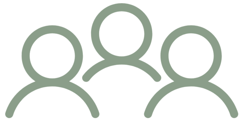 Icon of three people connected, representing a group or team