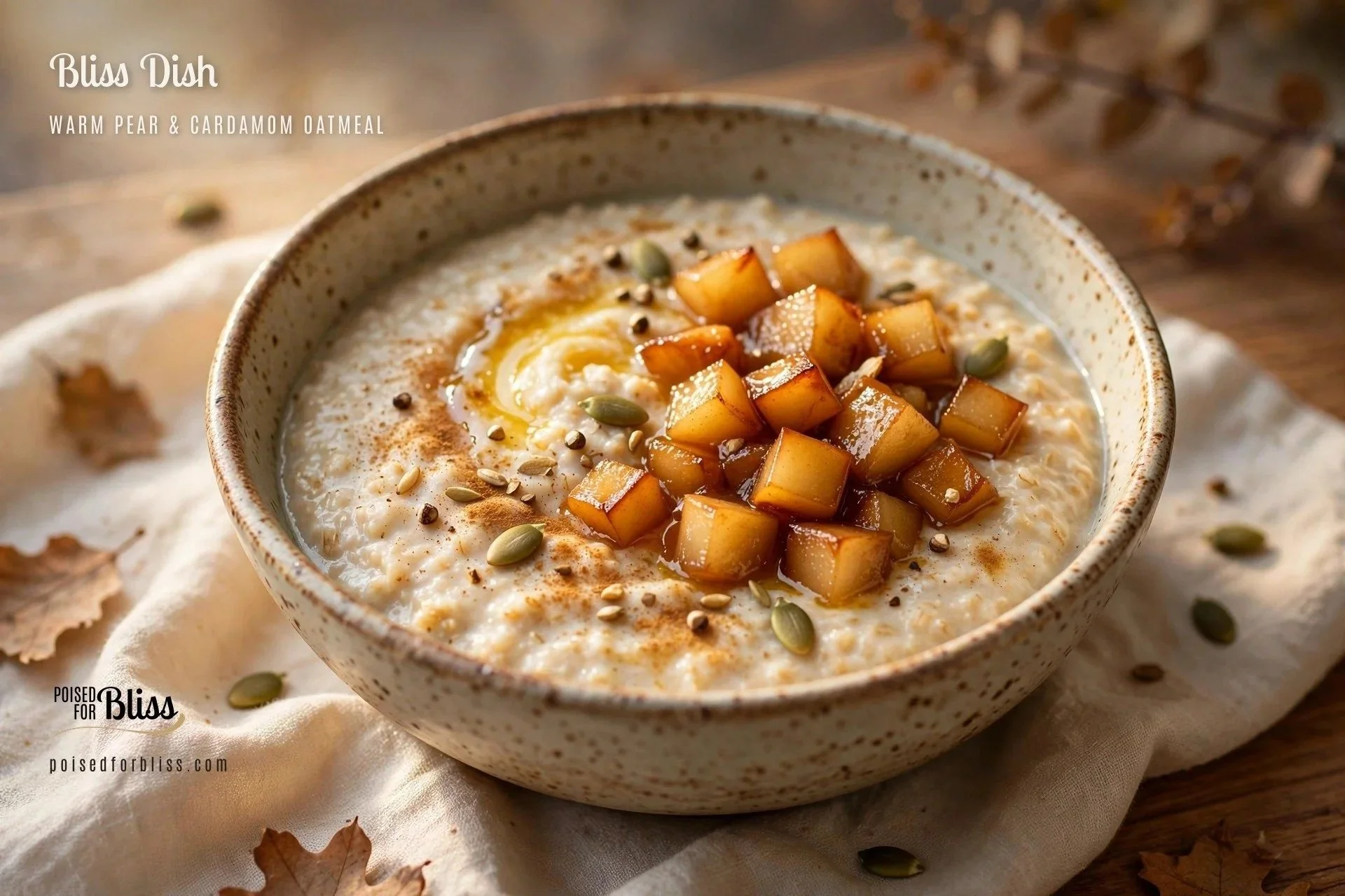 Warm Pear &amp;  Cardamom Oatmeal