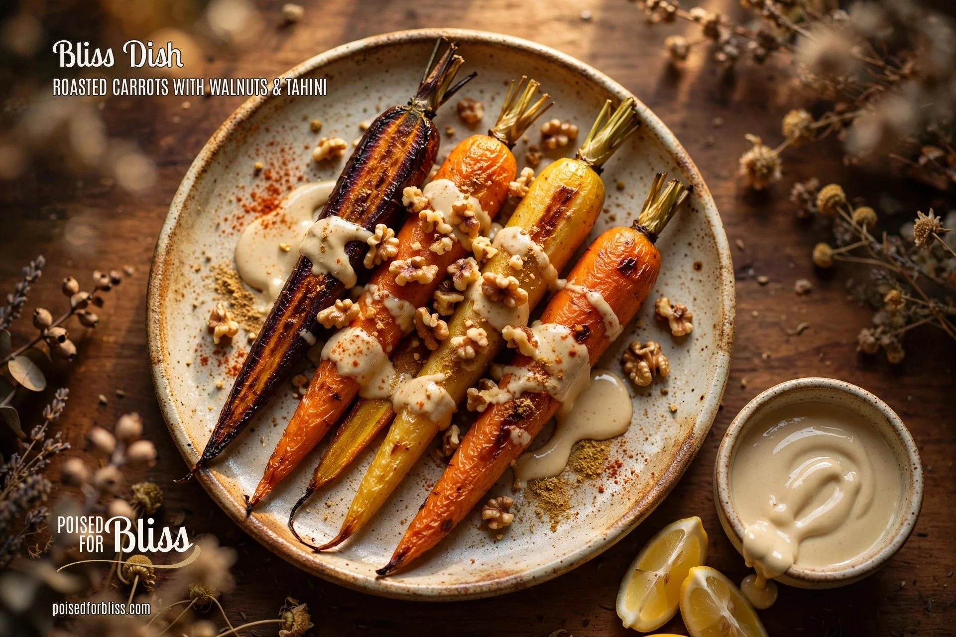 Roasted Carrots with Walnuts &amp; Creamy Tahini Drizzle