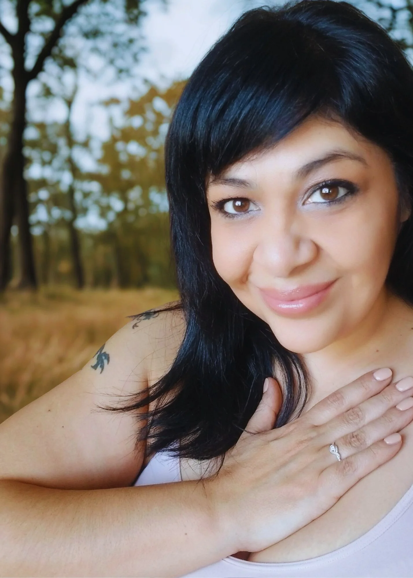 Sandy Brooke outdoors in nature