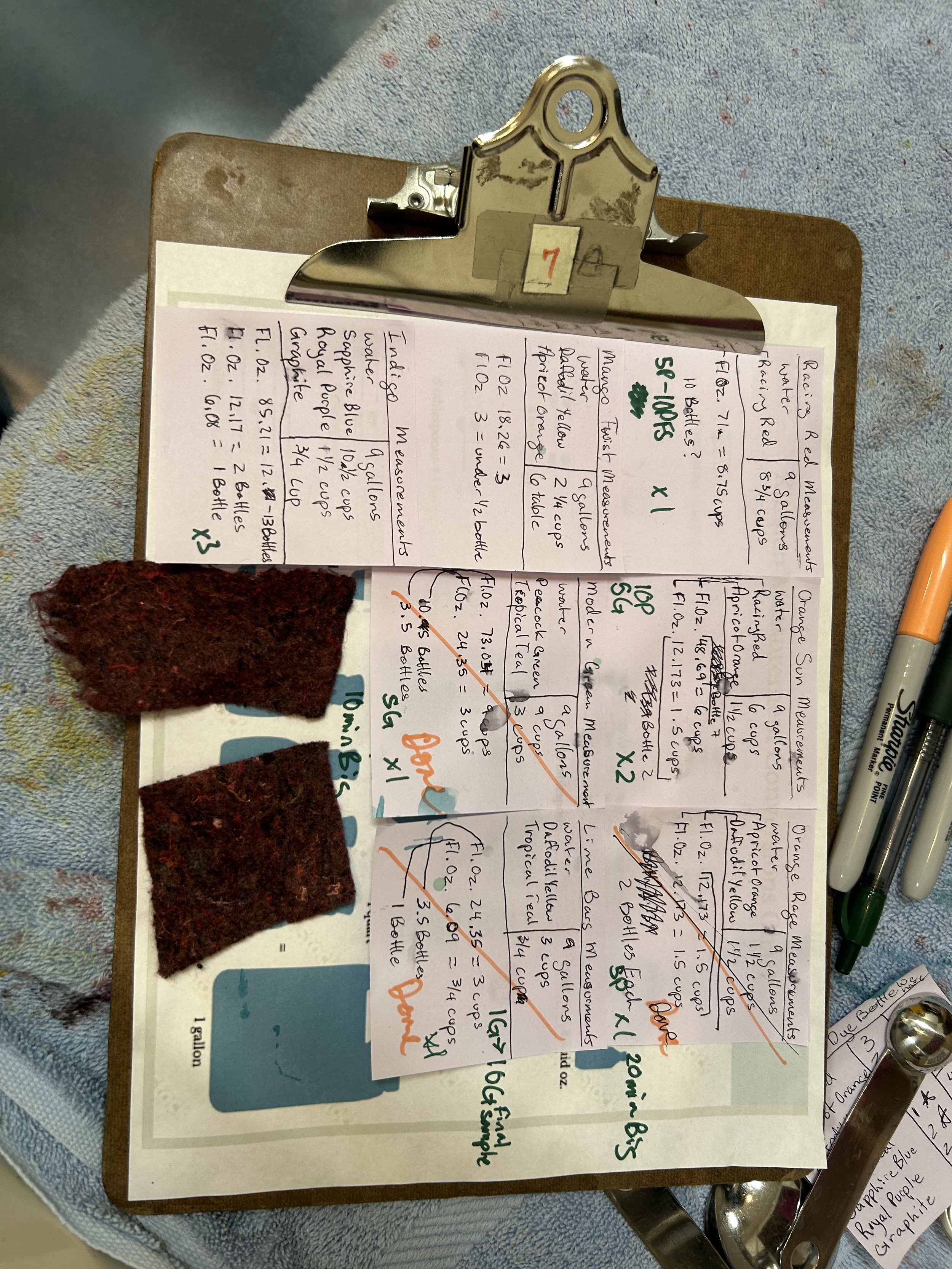 Dye ratios and times