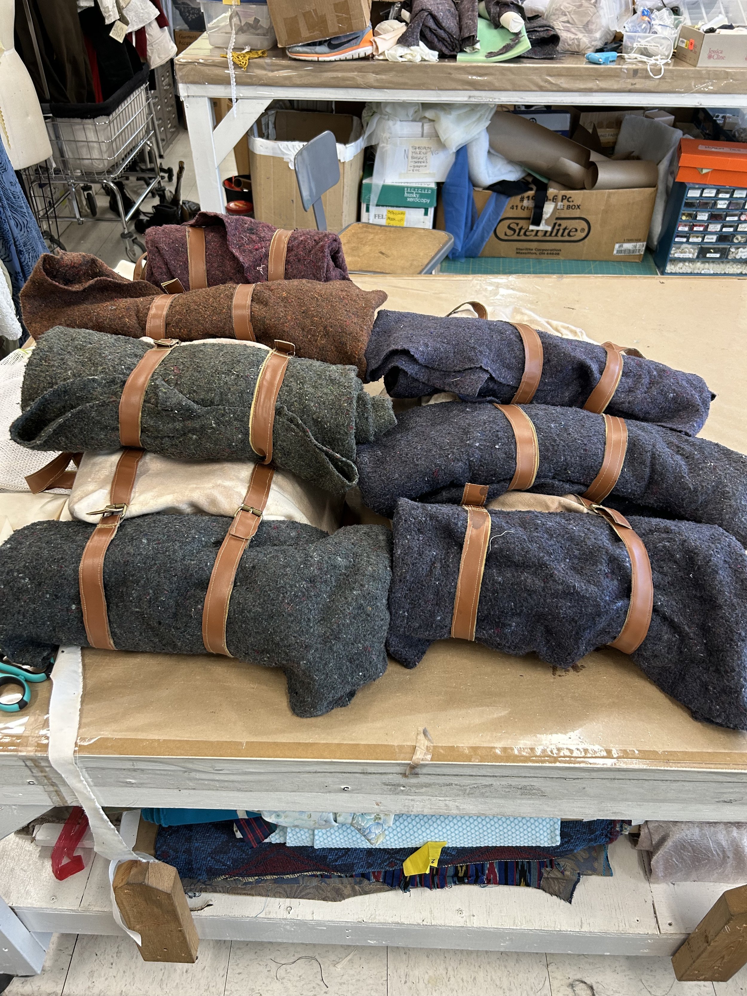 Final bedrolls were made by using Rite DyeMore color formulas on a packing blanket.